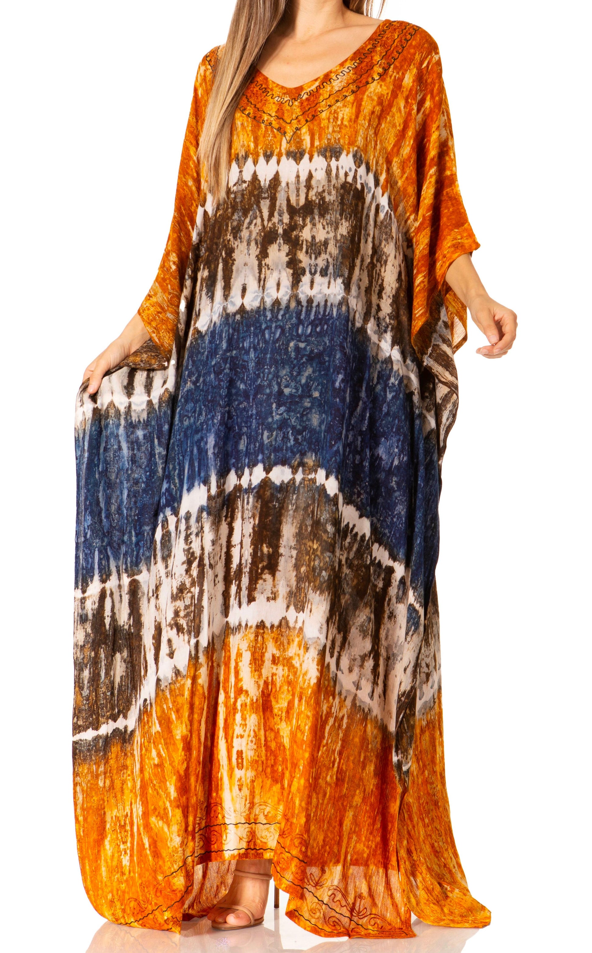 Sakkas Catia Women's Boho-Style Long Maxi Caftan for Lounging and Casual Wear - Concordia Style Boutique