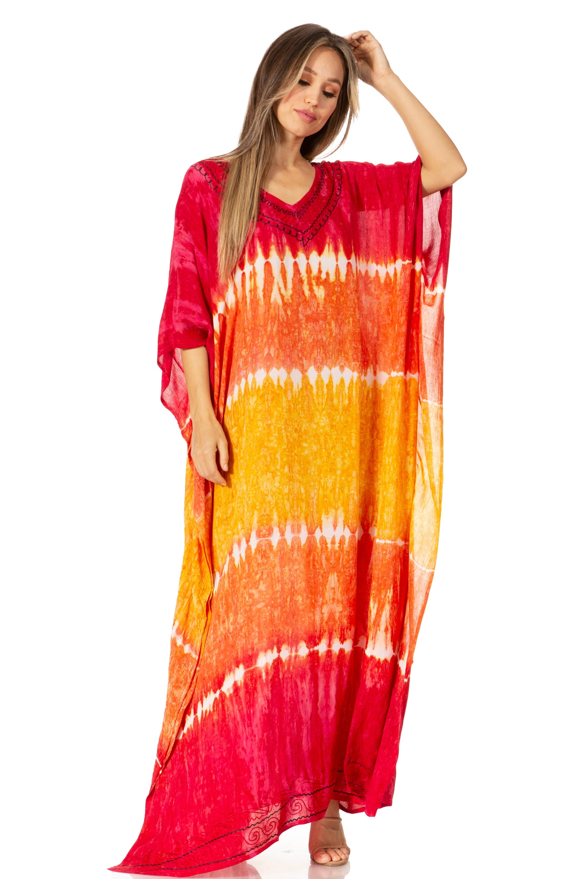 Sakkas Catia Women's Boho-Style Long Maxi Caftan for Lounging and Casual Wear - Concordia Style Boutique