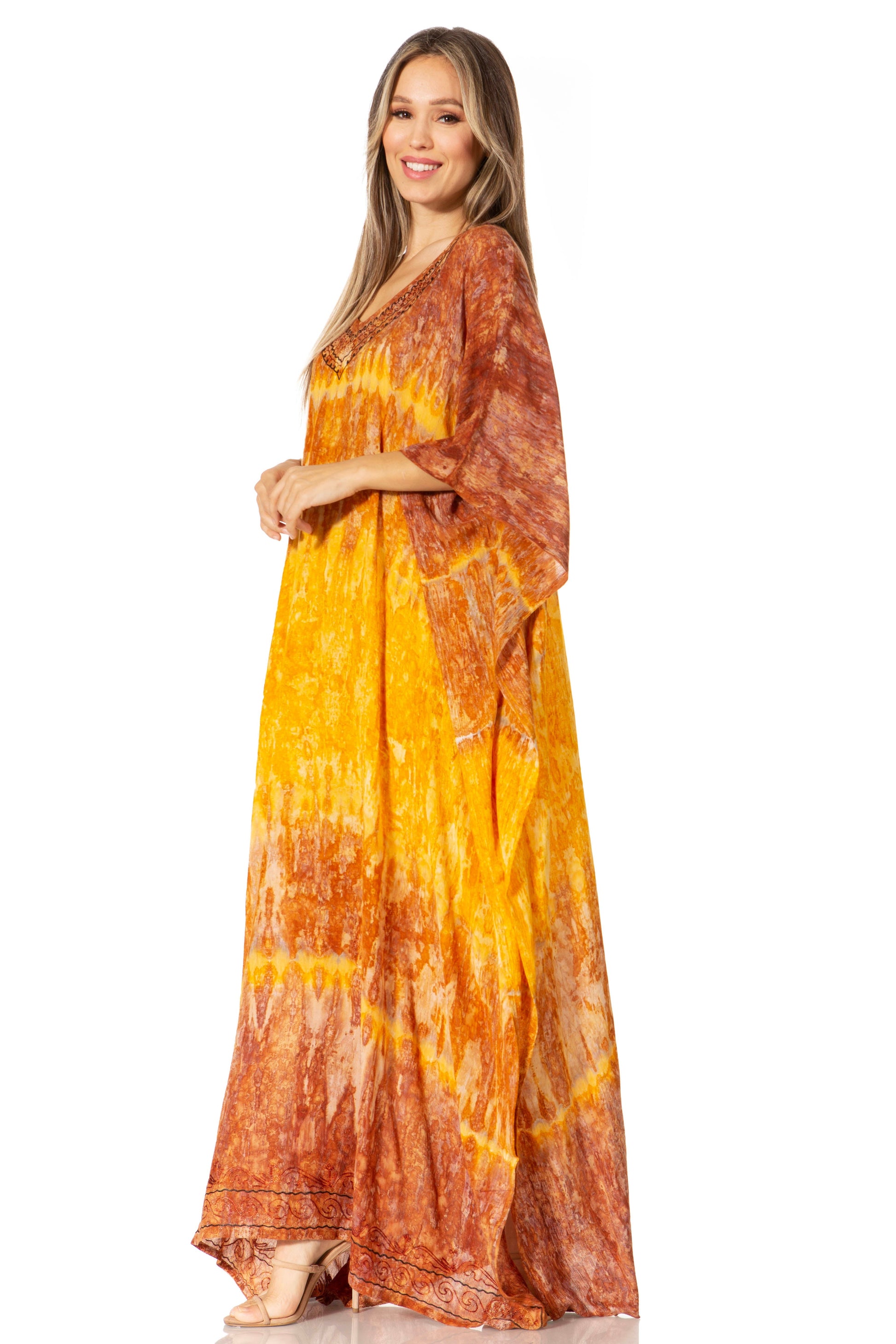 Sakkas Catia Women's Boho-Style Long Maxi Caftan for Lounging and Casual Wear - Concordia Style Boutique