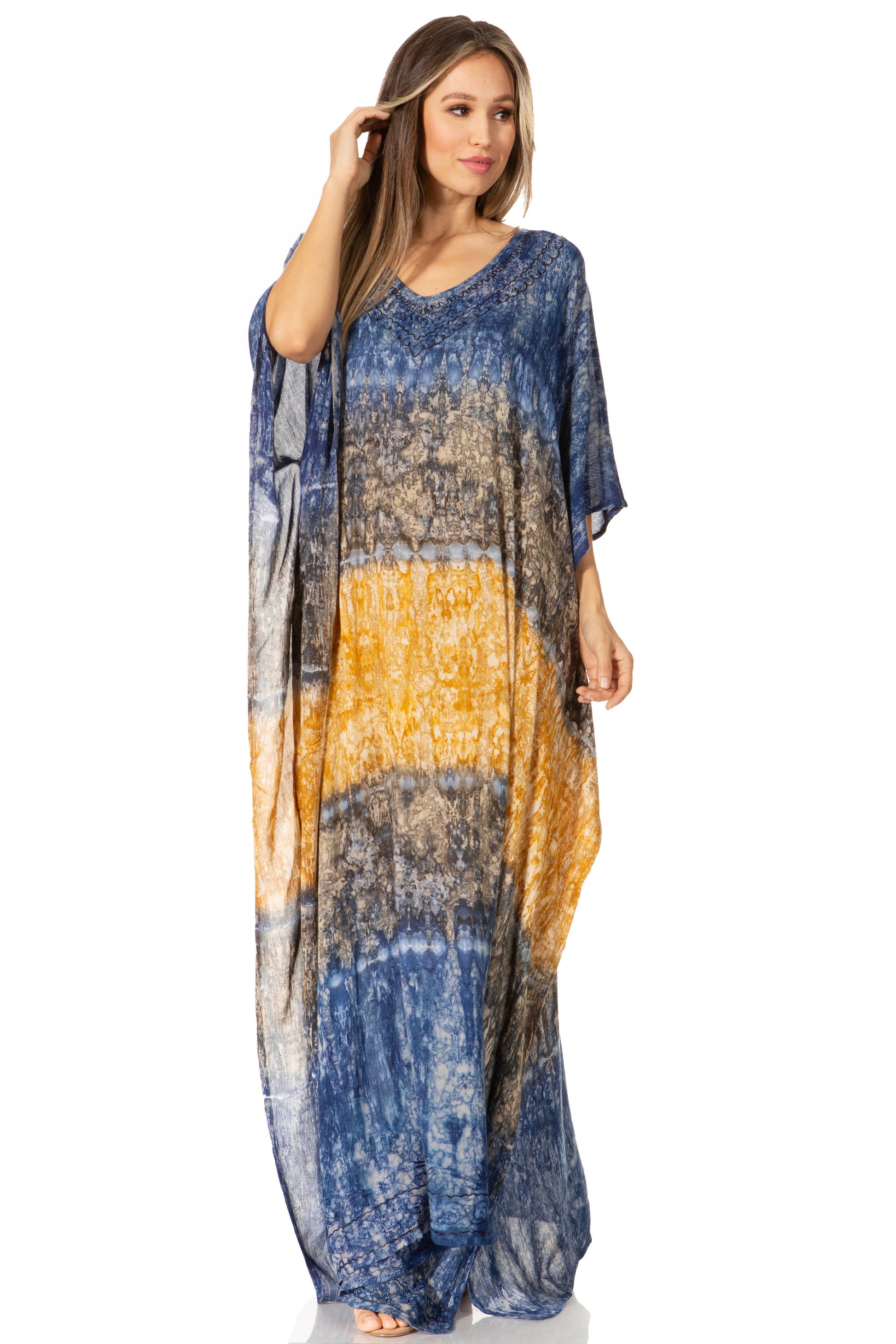 Sakkas Catia Women's Boho-Style Long Maxi Caftan for Lounging and Casual Wear - Concordia Style Boutique