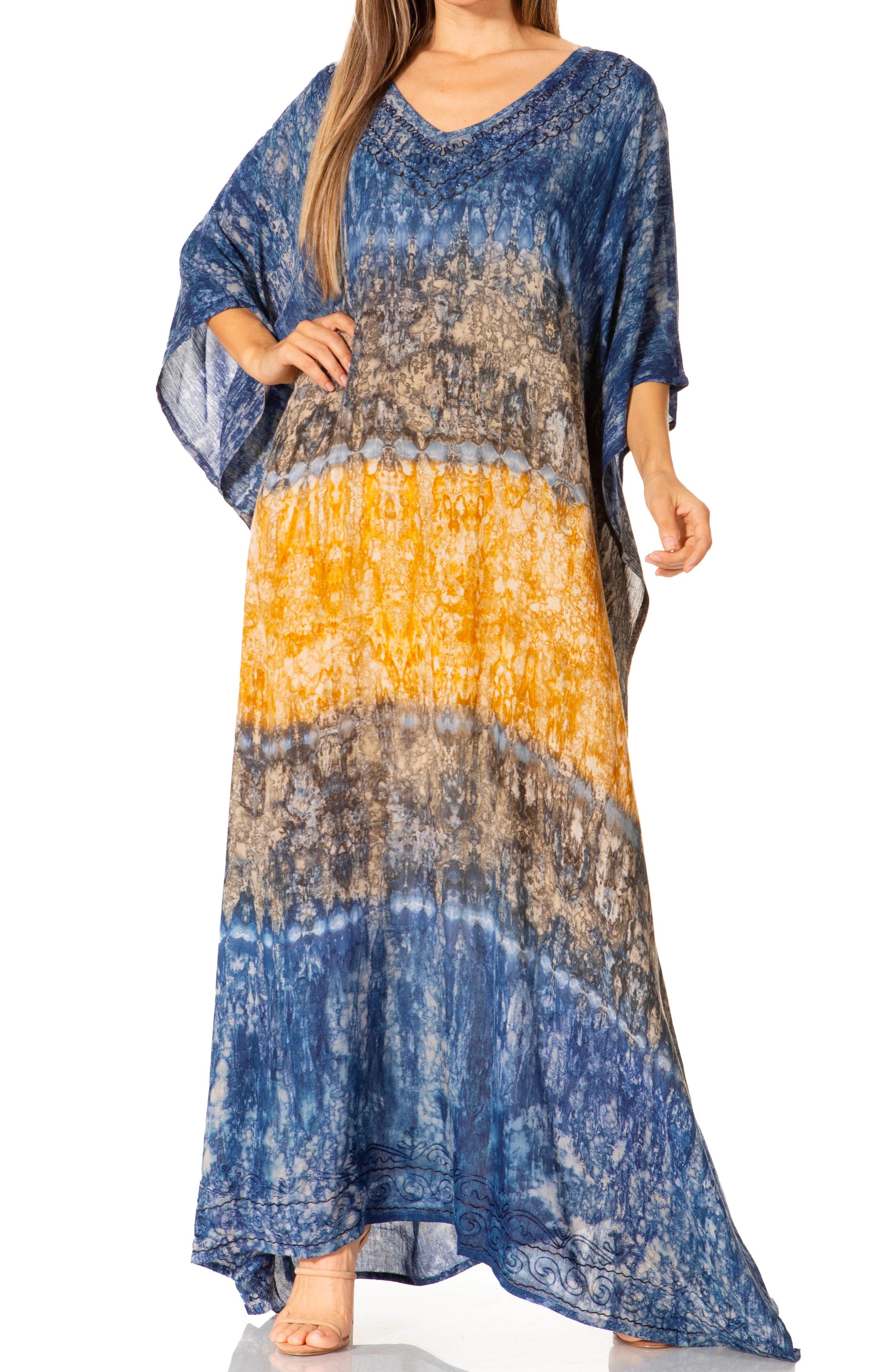 Sakkas Catia Women's Boho-Style Long Maxi Caftan for Lounging and Casual Wear - Concordia Style Boutique