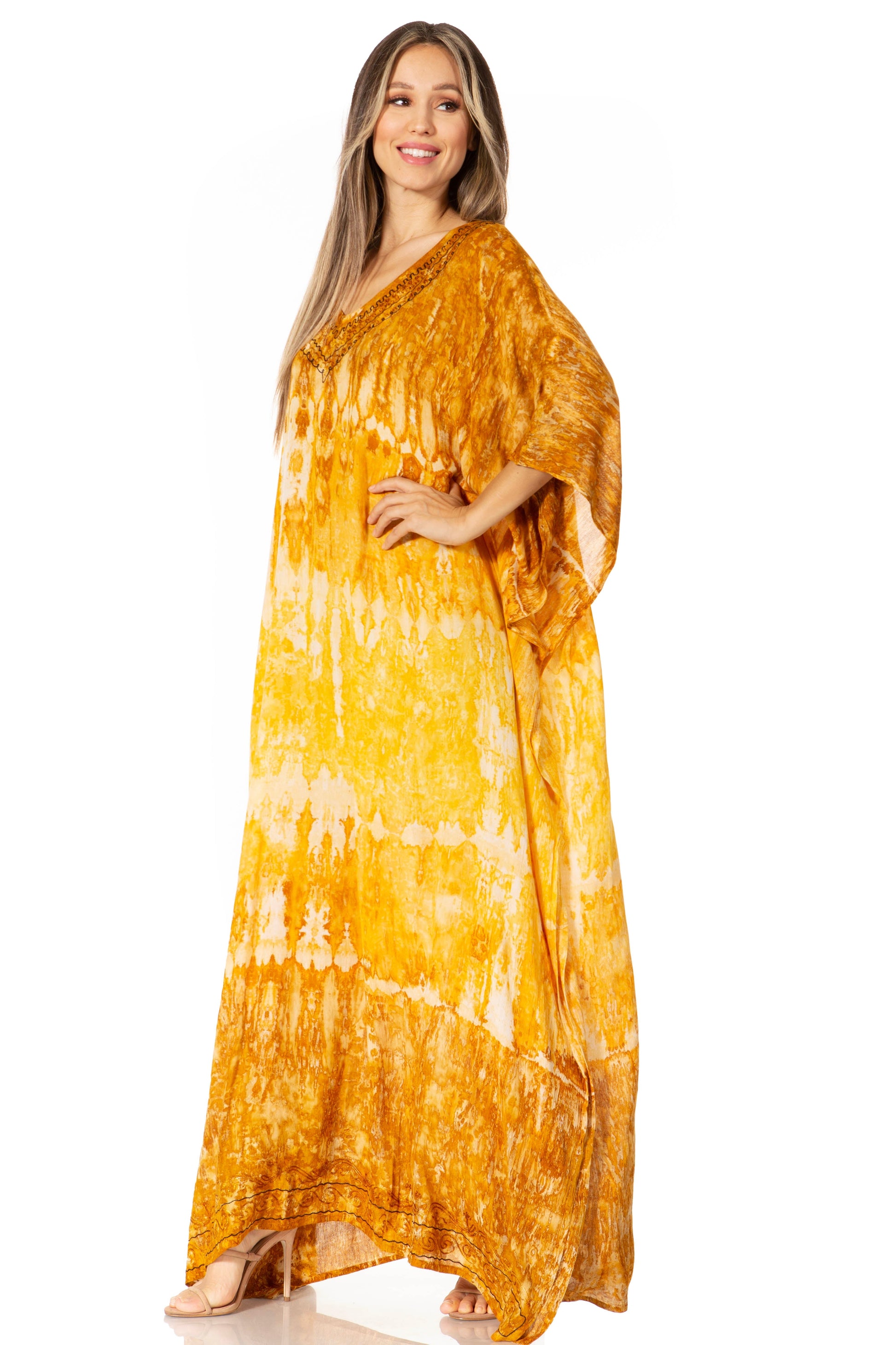 Sakkas Catia Women's Boho-Style Long Maxi Caftan for Lounging and Casual Wear - Concordia Style Boutique