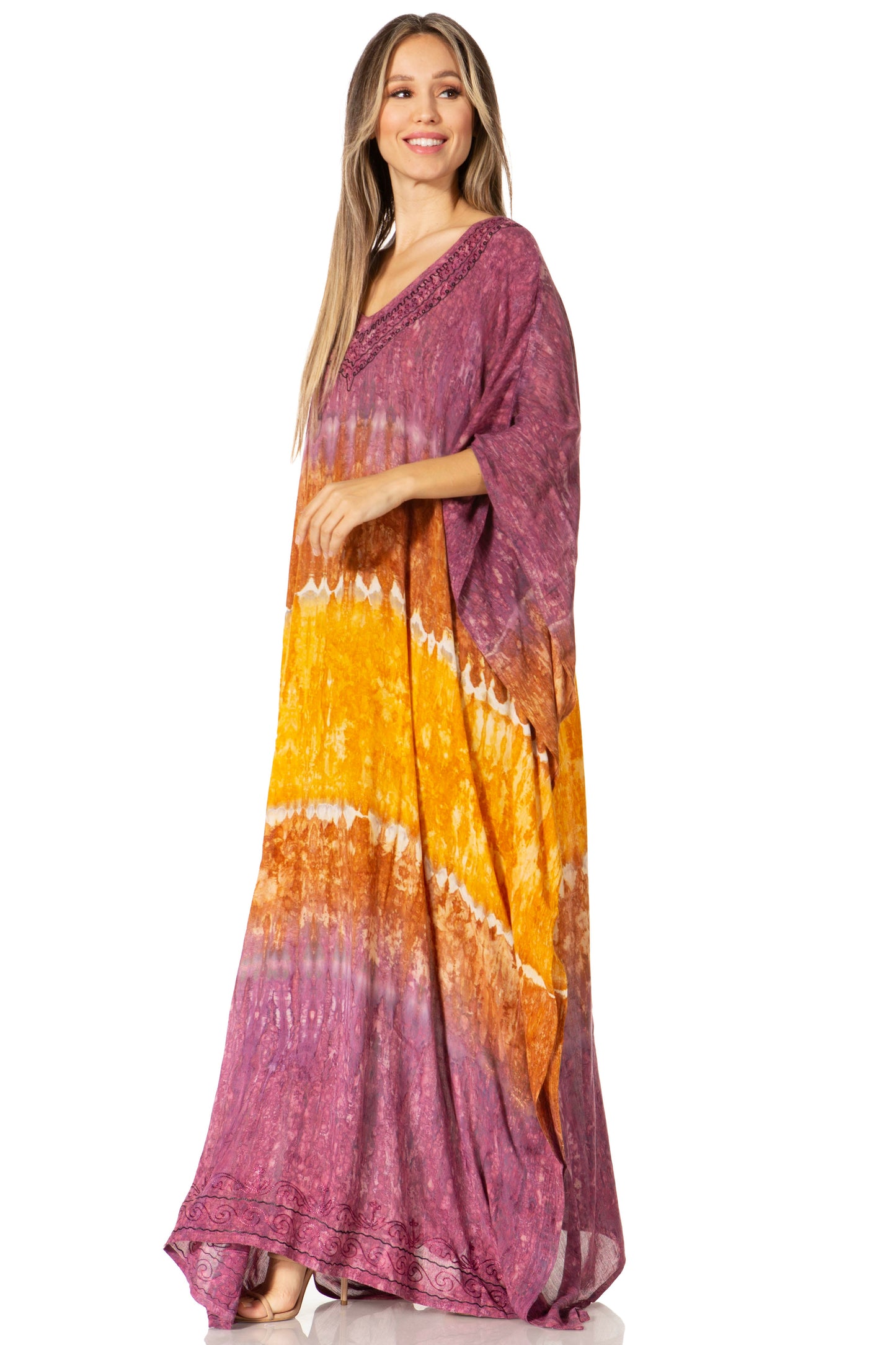 Sakkas Catia Women's Boho-Style Long Maxi Caftan for Lounging and Casual Wear - Concordia Style Boutique