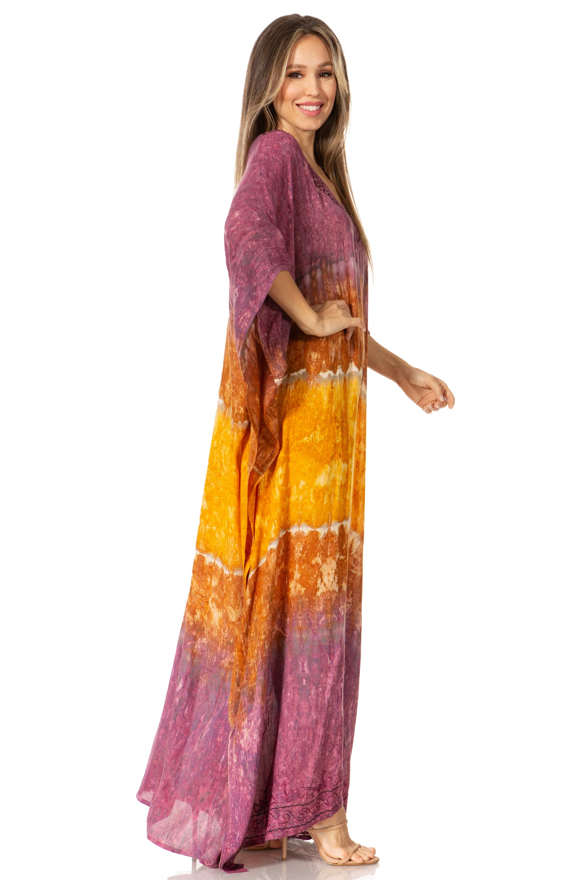 Sakkas Catia Women's Boho-Style Long Maxi Caftan for Lounging and Casual Wear - Concordia Style Boutique
