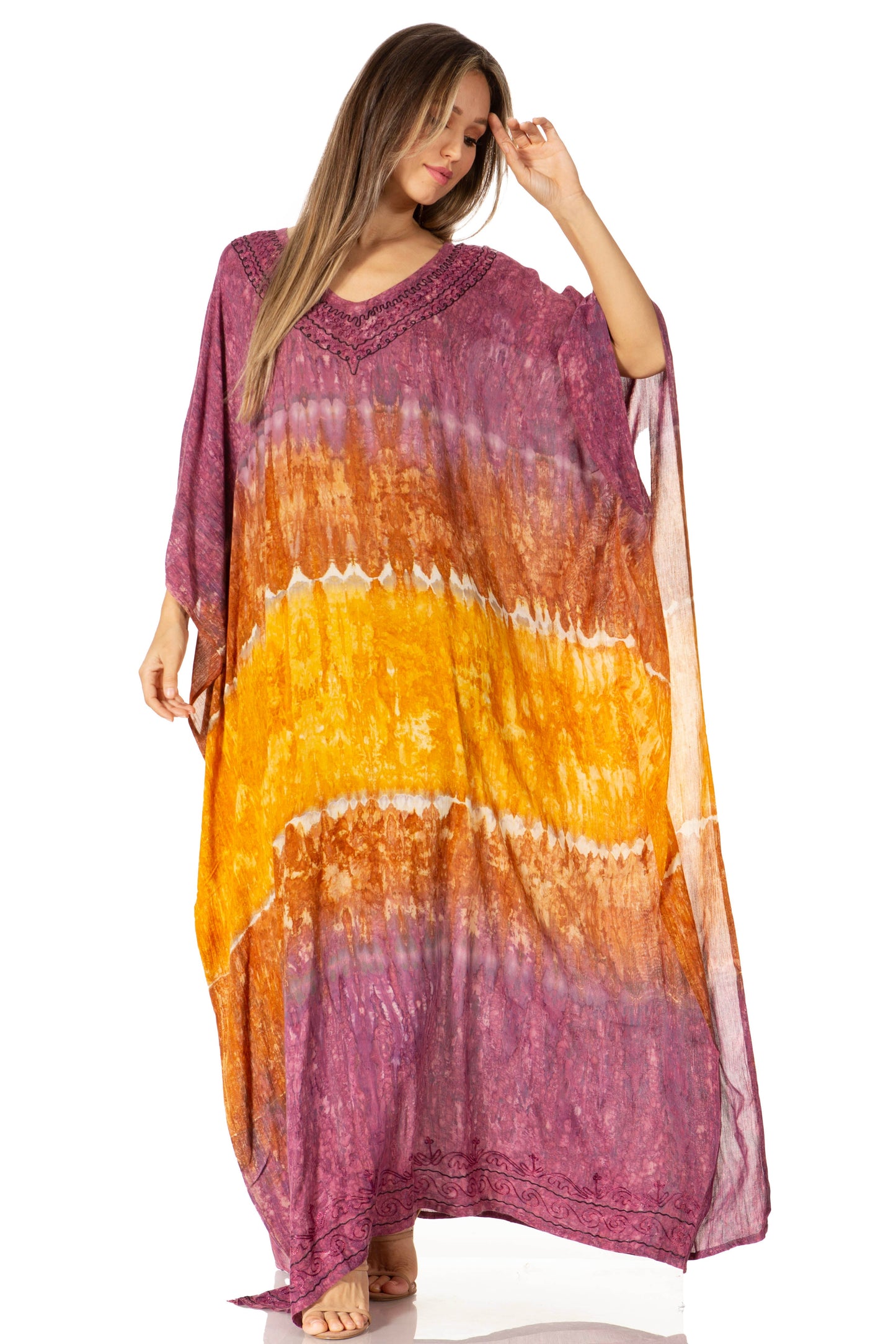 Sakkas Catia Women's Boho-Style Long Maxi Caftan for Lounging and Casual Wear - Concordia Style Boutique