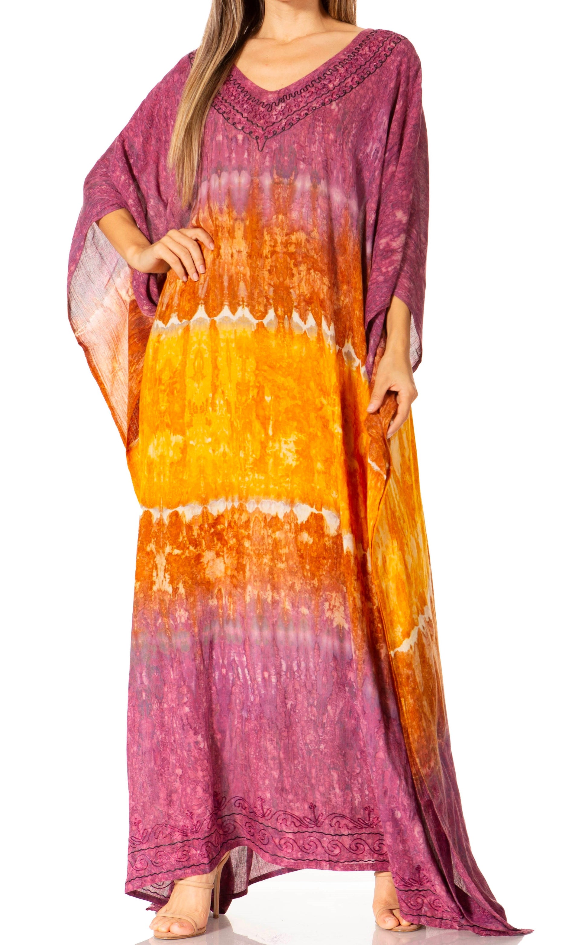 Sakkas Catia Women's Boho-Style Long Maxi Caftan for Lounging and Casual Wear - Concordia Style Boutique