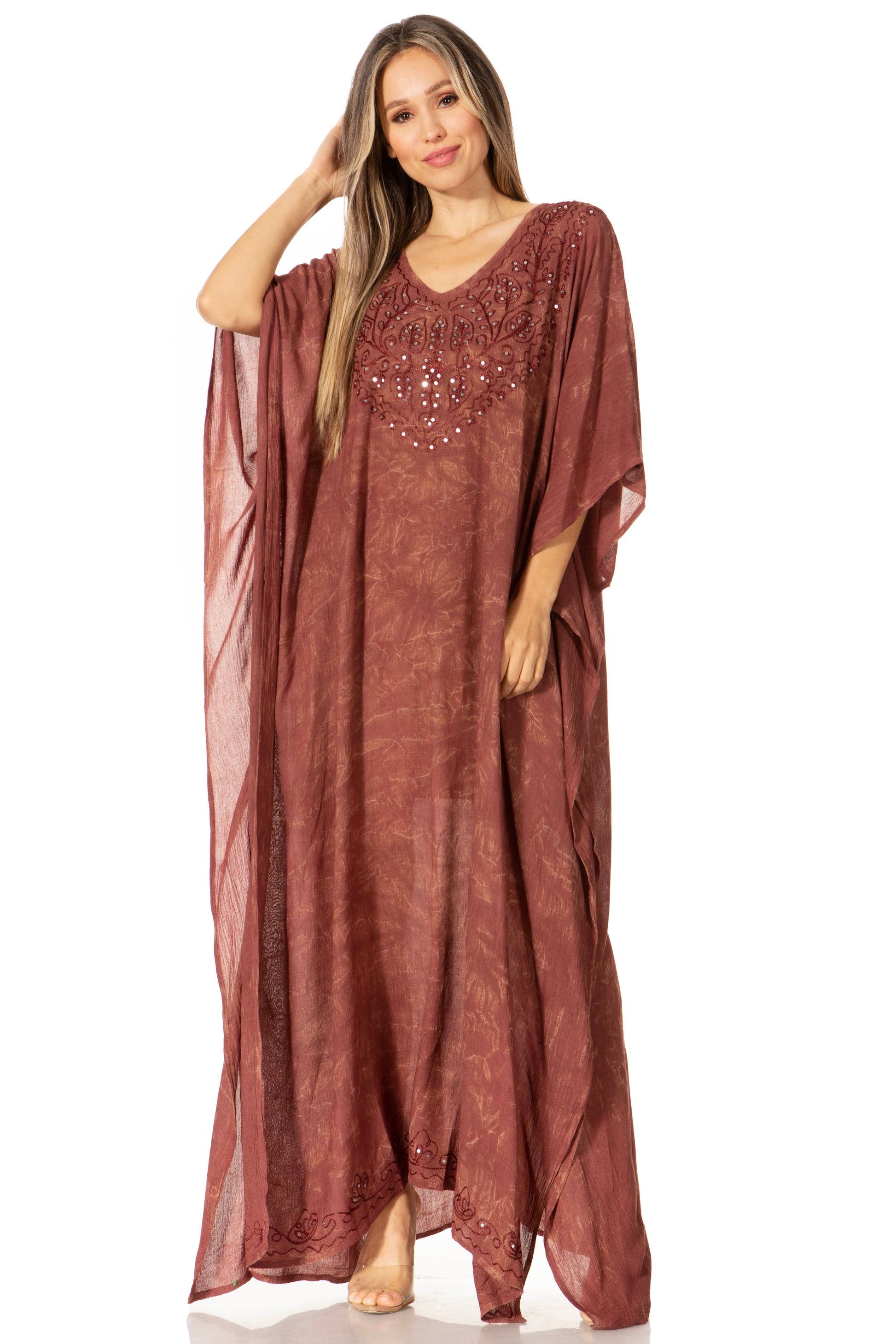 Sakkas Catia Women's Boho-Style Long Maxi Caftan for Lounging and Casual Wear - Concordia Style Boutique