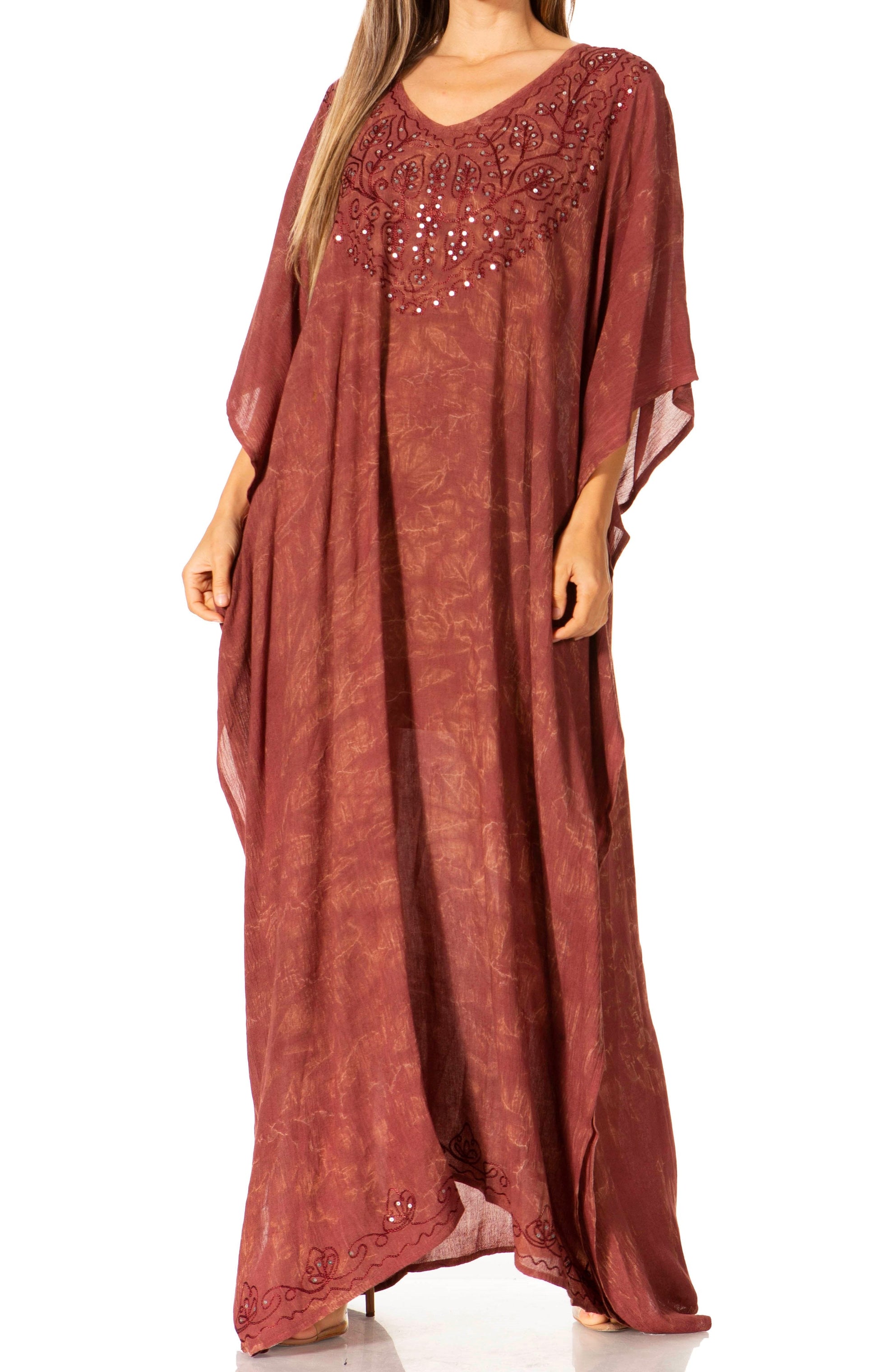 Sakkas Catia Women's Boho-Style Long Maxi Caftan for Lounging and Casual Wear - Concordia Style Boutique