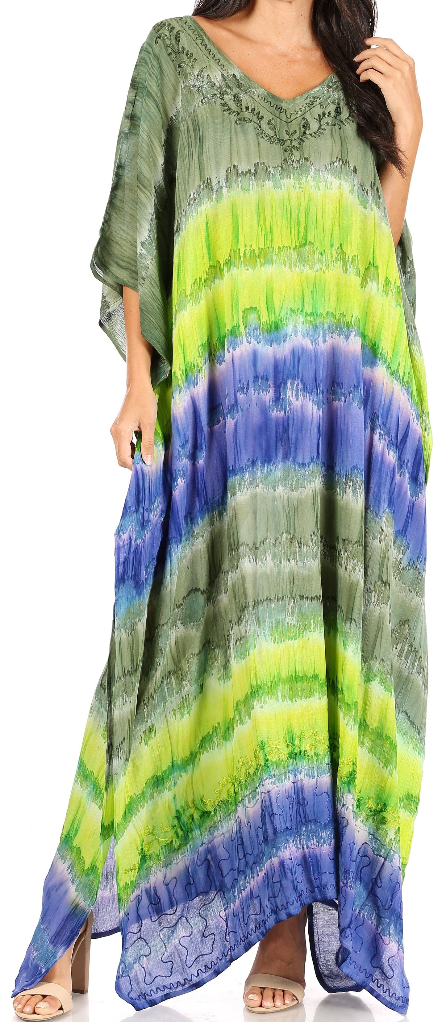 Sakkas Catia Women's Boho-Style Long Maxi Caftan for Lounging and Casual Wear - Concordia Style Boutique