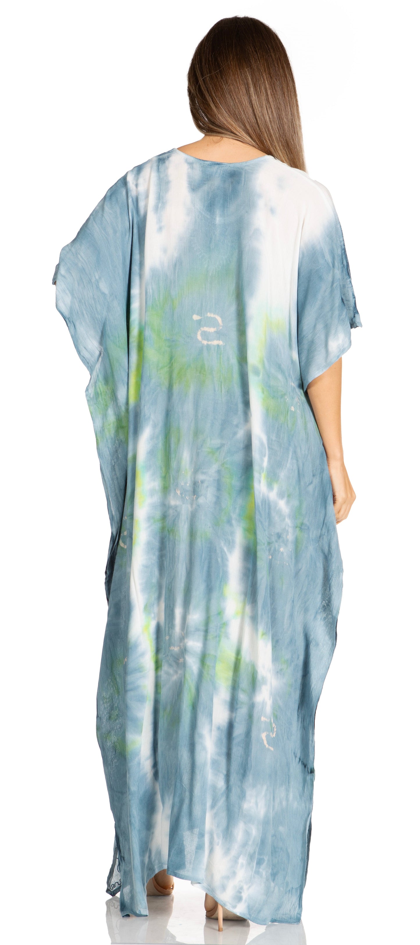 Sakkas Pilar Petite Women's Beach Maxi Caftan Dress in Short Sleeve Casual Style - Concordia Style Boutique