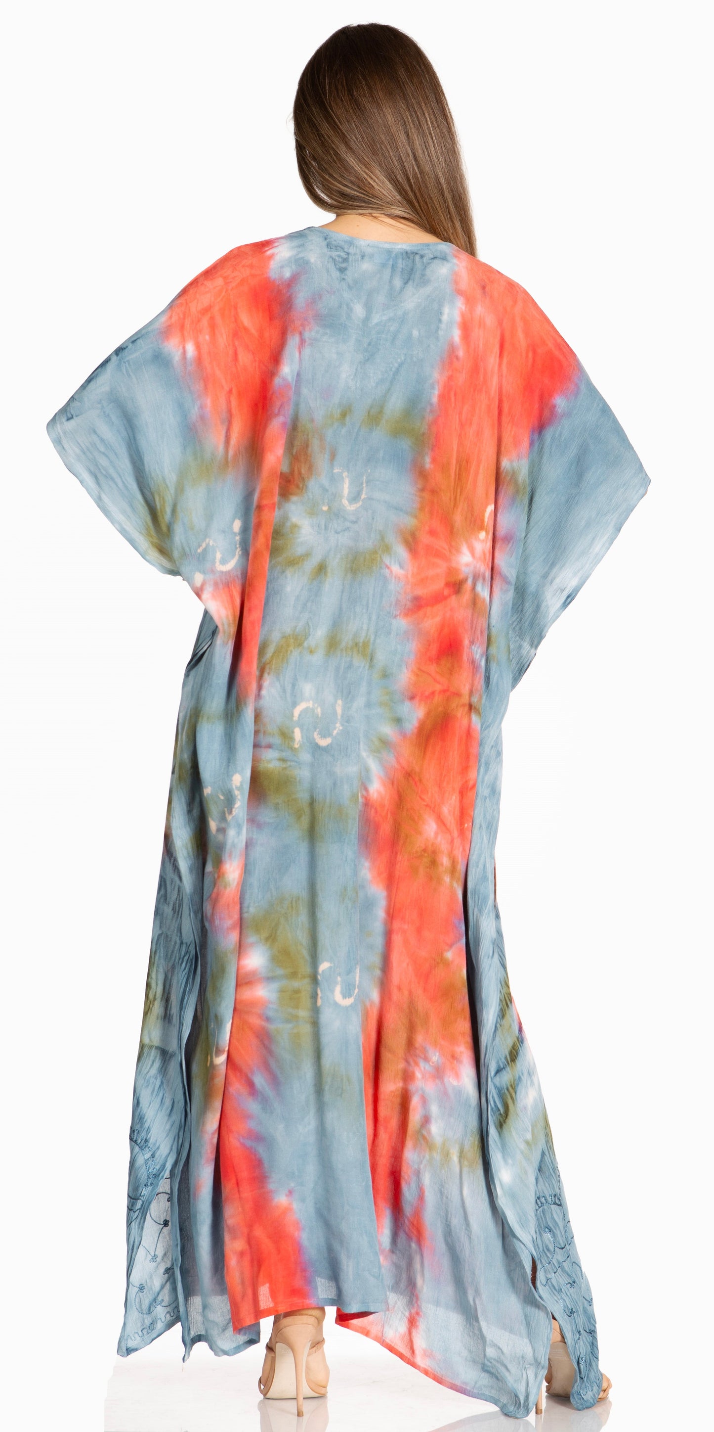 Sakkas Pilar Petite Women's Beach Maxi Caftan Dress in Short Sleeve Casual Style - Concordia Style Boutique