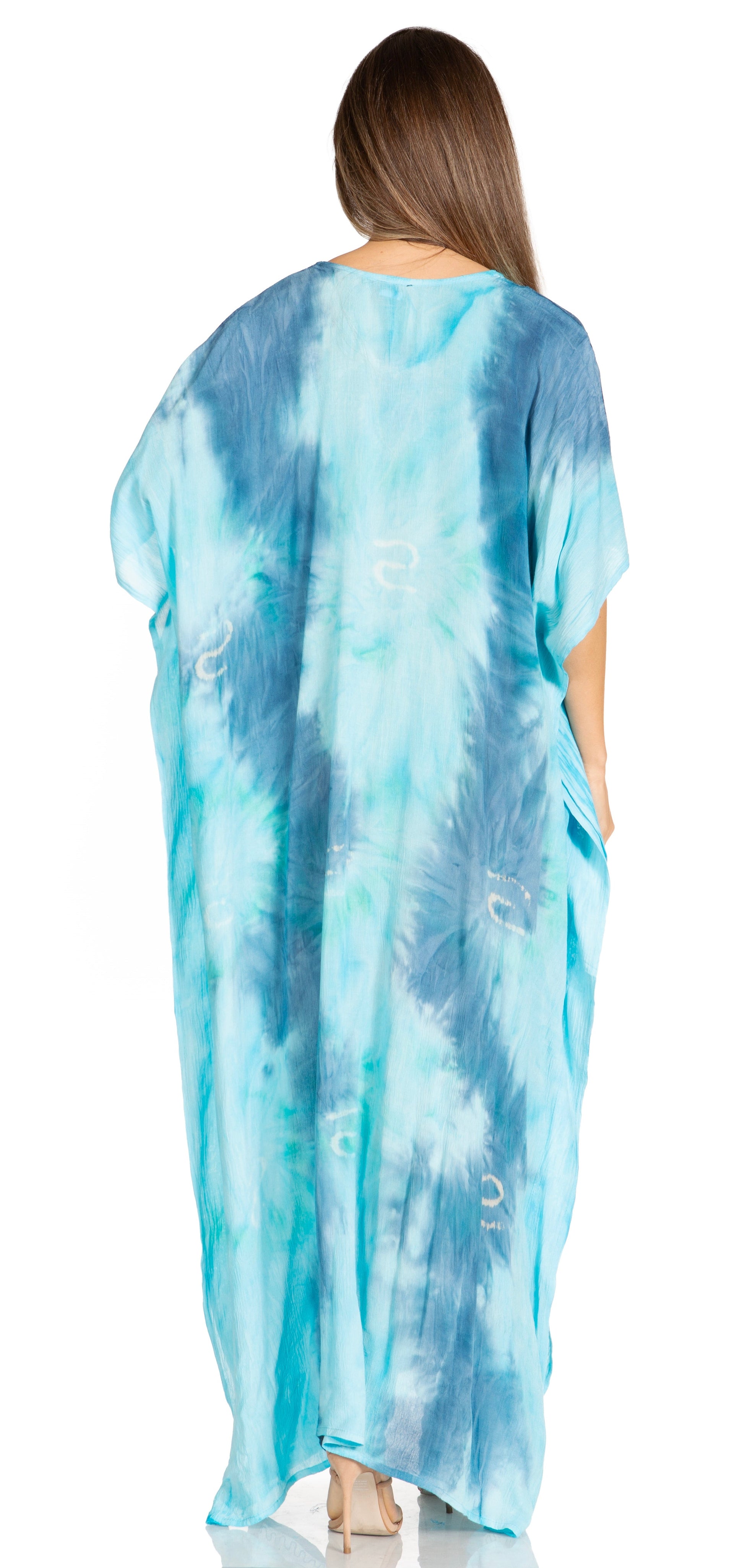 Sakkas Pilar Petite Women's Beach Maxi Caftan Dress in Short Sleeve Casual Style - Concordia Style Boutique