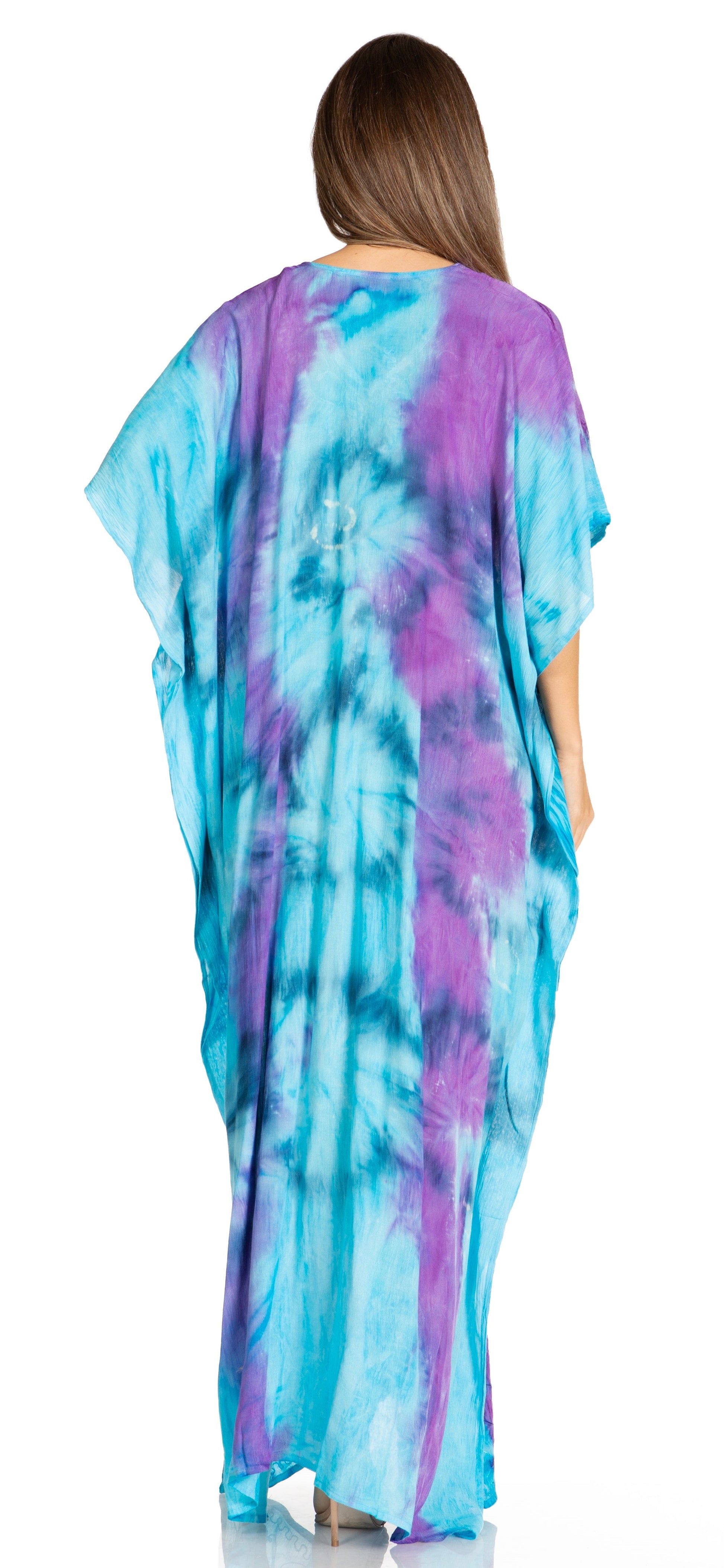 Sakkas Pilar Petite Women's Beach Maxi Caftan Dress in Short Sleeve Casual Style - Concordia Style Boutique