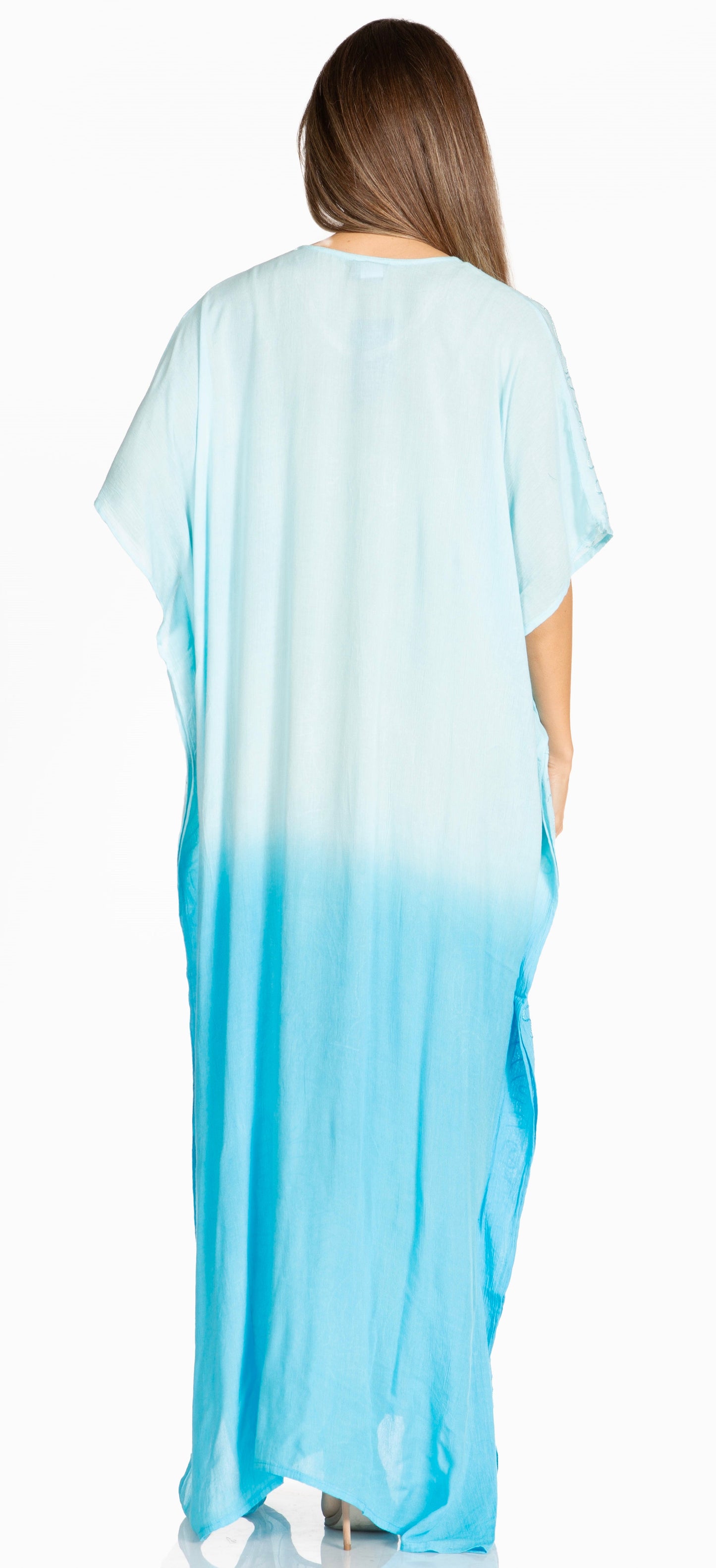 Sakkas Pilar Petite Women's Beach Maxi Caftan Dress in Short Sleeve Casual Style - Concordia Style Boutique