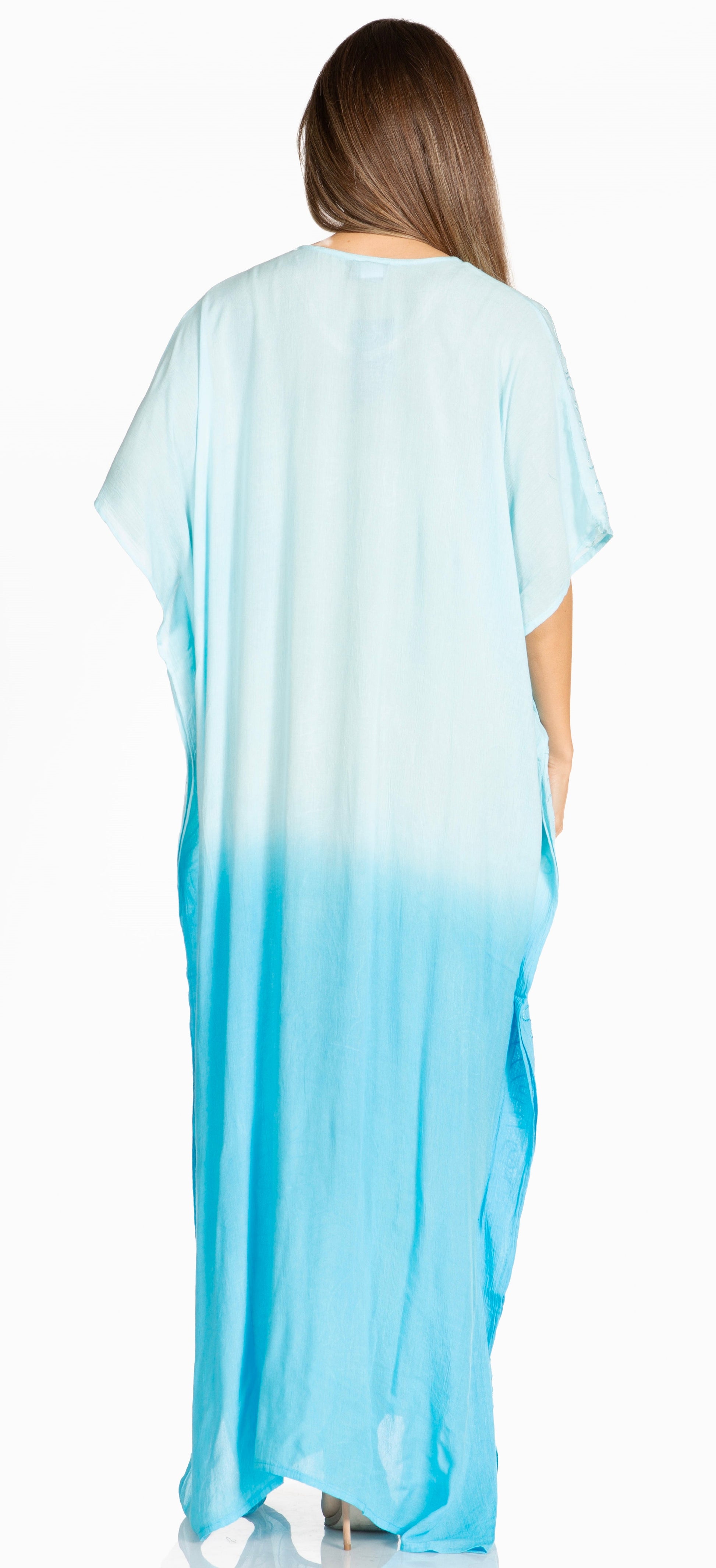 Sakkas Pilar Petite Women's Beach Maxi Caftan Dress in Short Sleeve Casual Style - Concordia Style Boutique