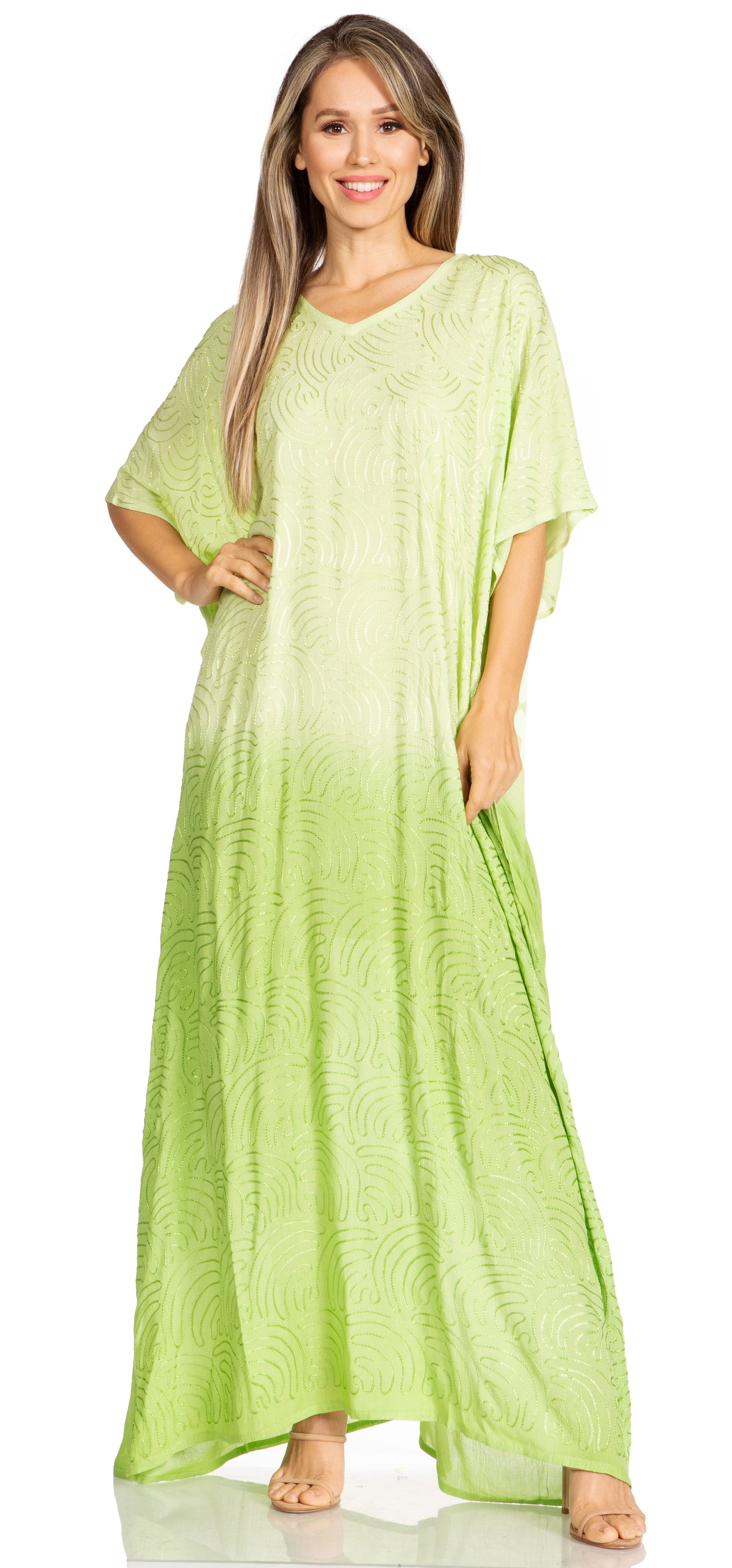 Sakkas Pilar Petite Women's Beach Maxi Caftan Dress in Short Sleeve Casual Style - Concordia Style Boutique