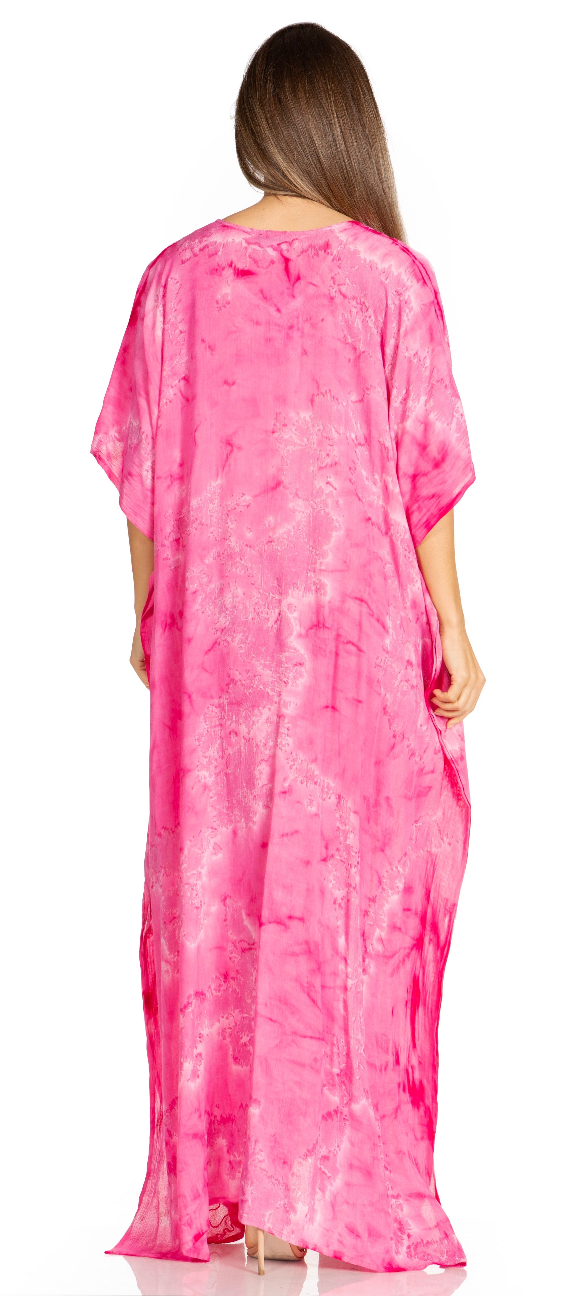 Sakkas Pilar Petite Women's Beach Maxi Caftan Dress in Short Sleeve Casual Style - Concordia Style Boutique