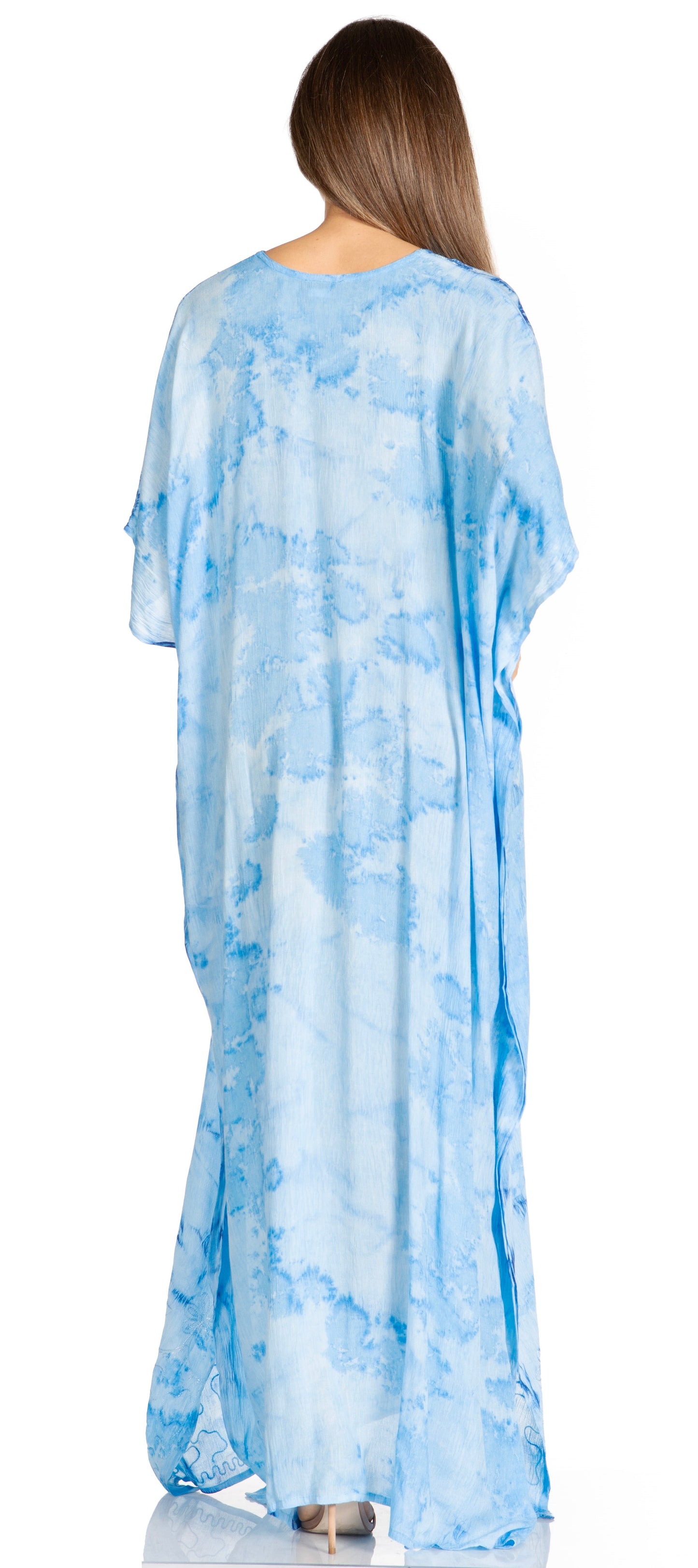 Sakkas Pilar Petite Women's Beach Maxi Caftan Dress in Short Sleeve Casual Style - Concordia Style Boutique
