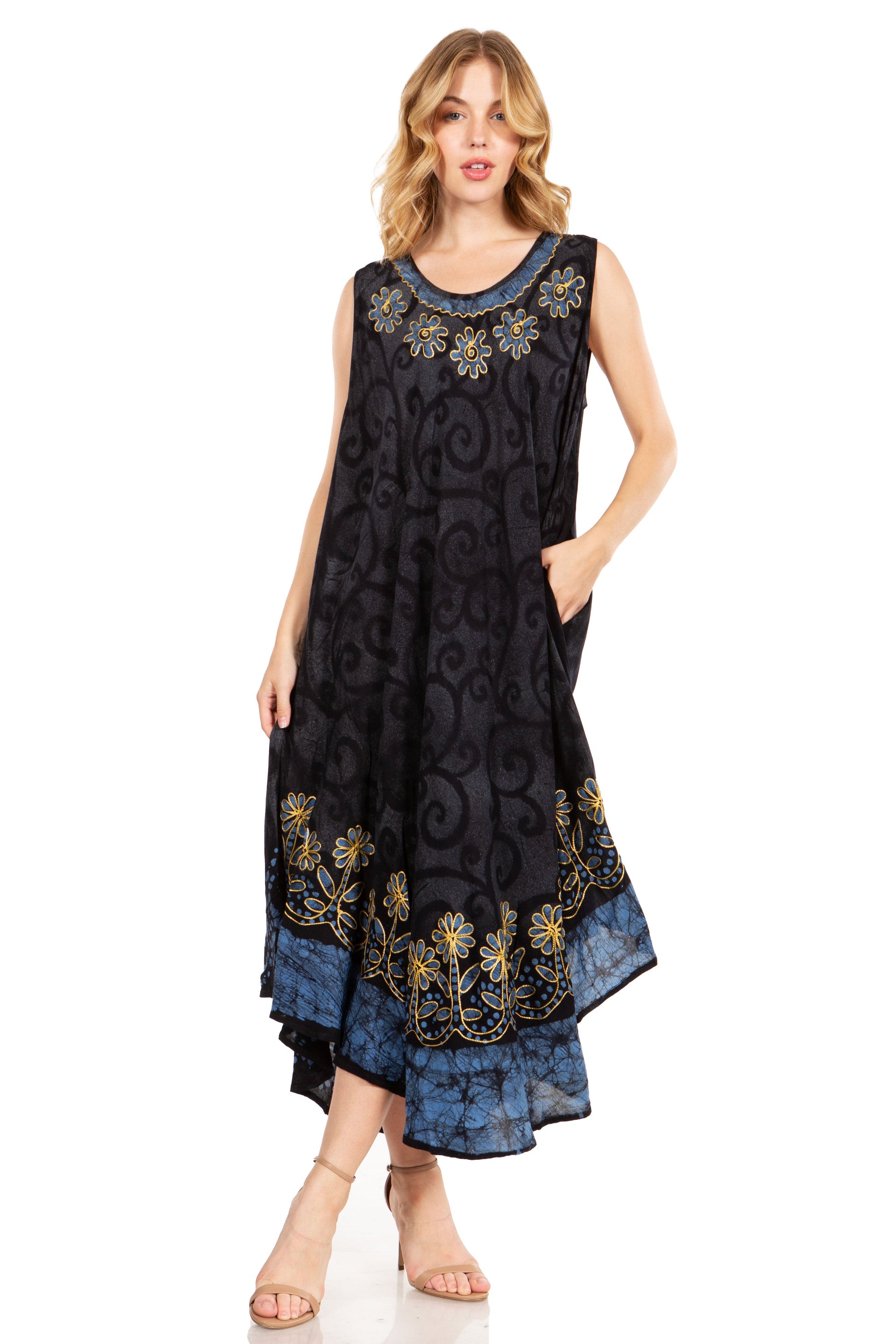 Sakkas Starlight Second Tie Dye Caftan Dress: Women's Beach Cover Up - Concordia Style Boutique