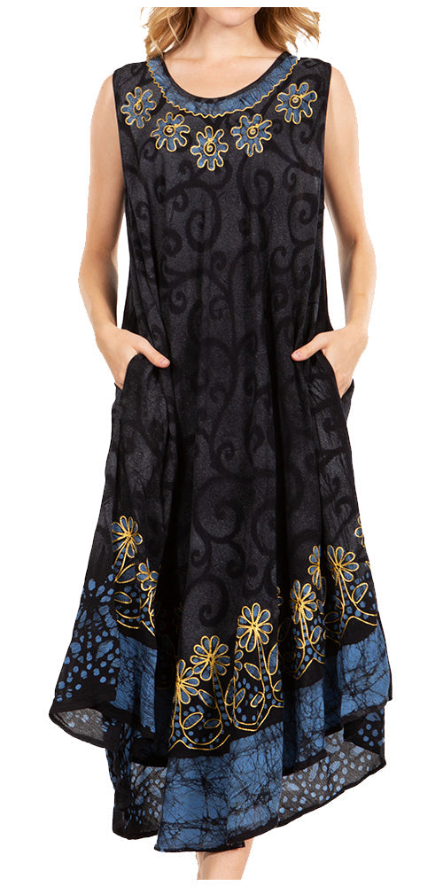 Sakkas Starlight Second Tie Dye Caftan Dress: Women's Beach Cover Up - Concordia Style Boutique