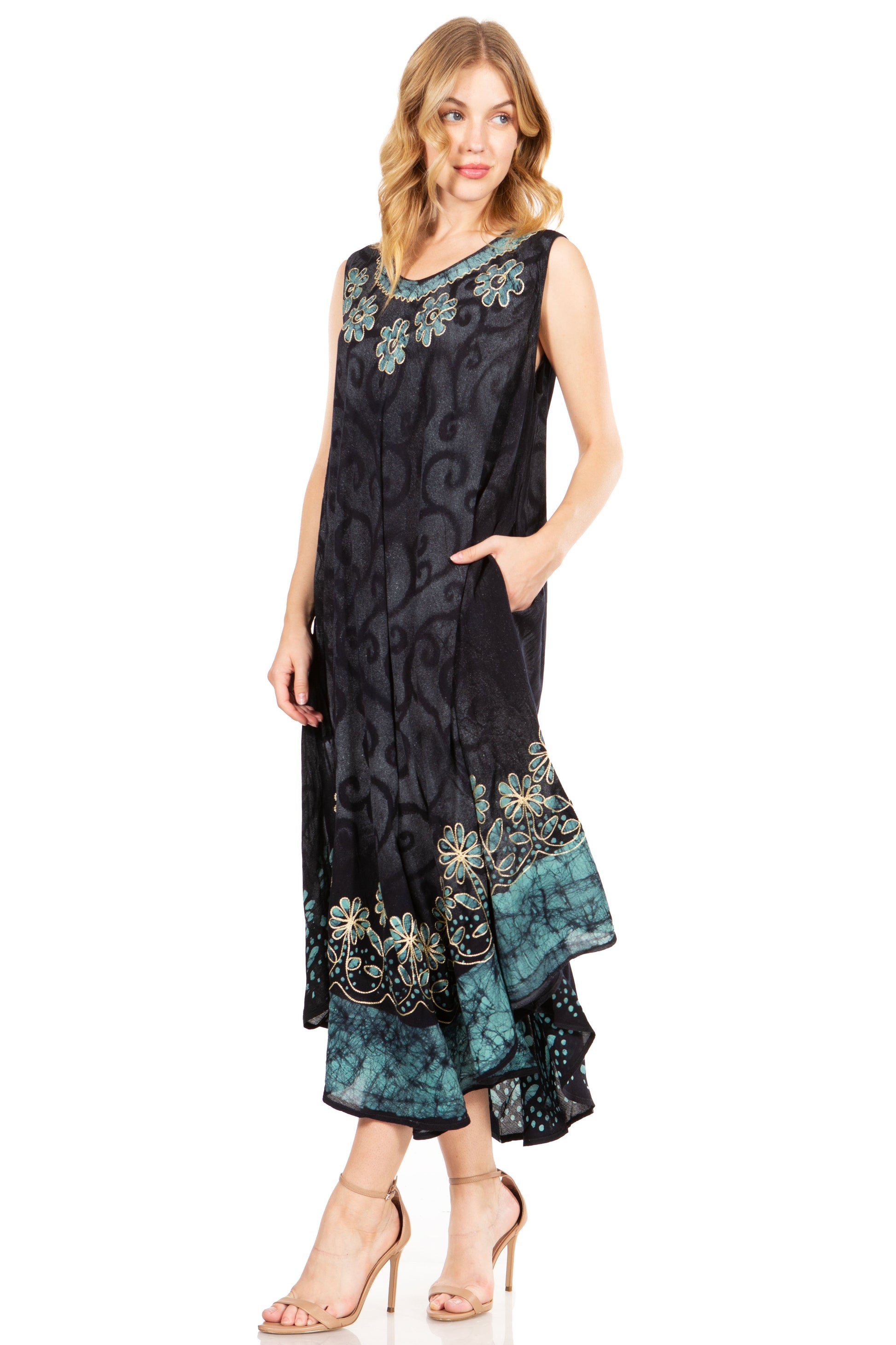 Sakkas Starlight Second Tie Dye Caftan Dress: Women's Beach Cover Up - Concordia Style Boutique
