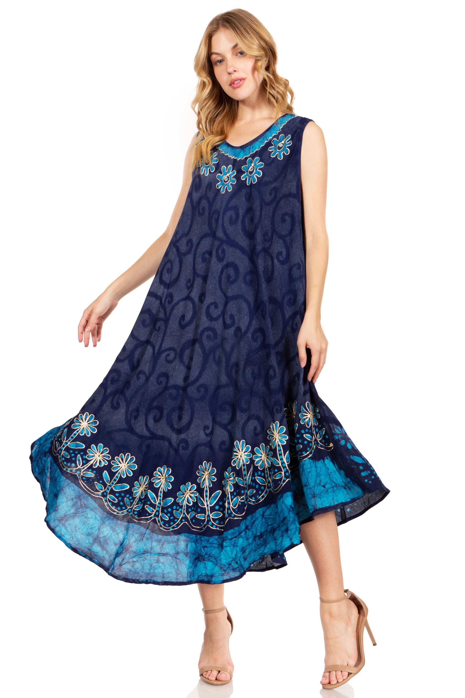 Sakkas Starlight Second Tie Dye Caftan Dress: Women's Beach Cover Up - Concordia Style Boutique