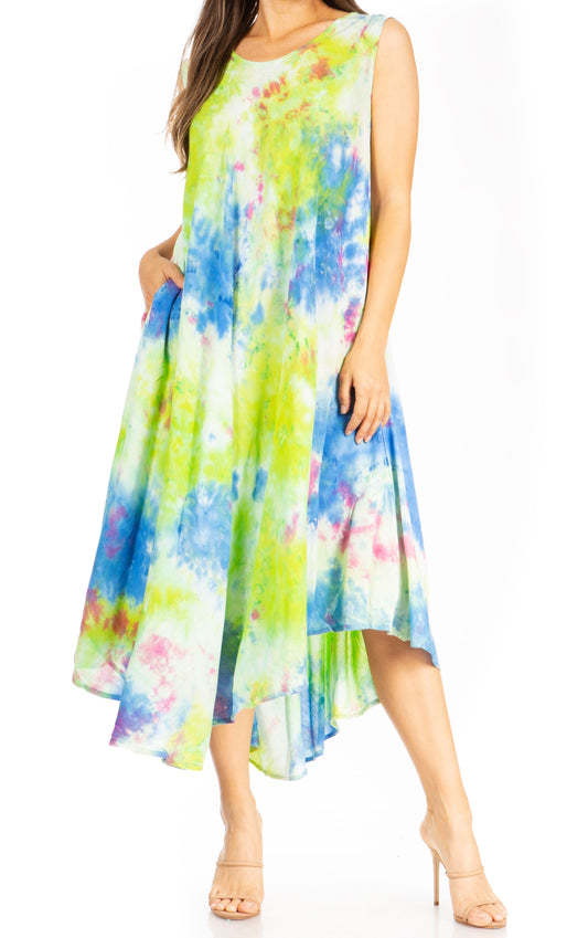 Sakkas Starlight Third Tie Dye Caftan Dress: Women's Beach Cover Up - Concordia Style Boutique