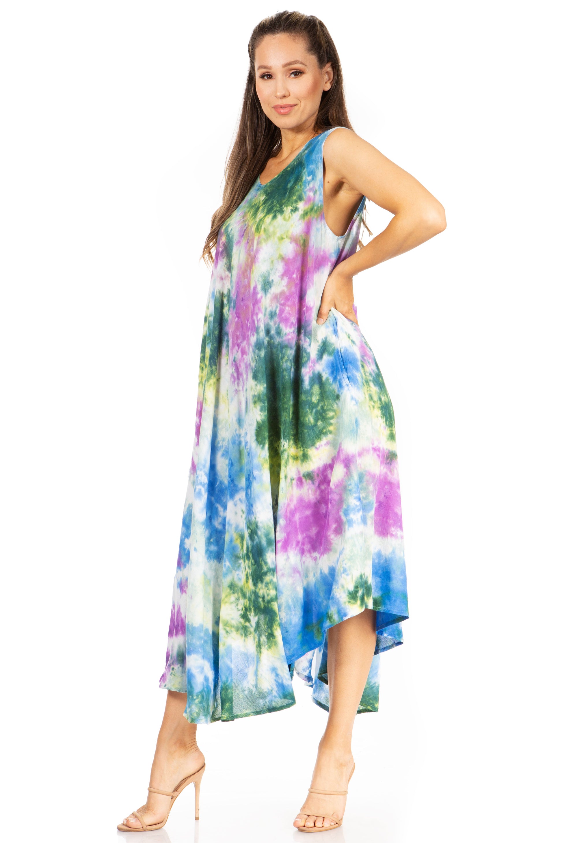 Sakkas Starlight Third Tie Dye Caftan Dress: Women's Beach Cover Up - Concordia Style Boutique