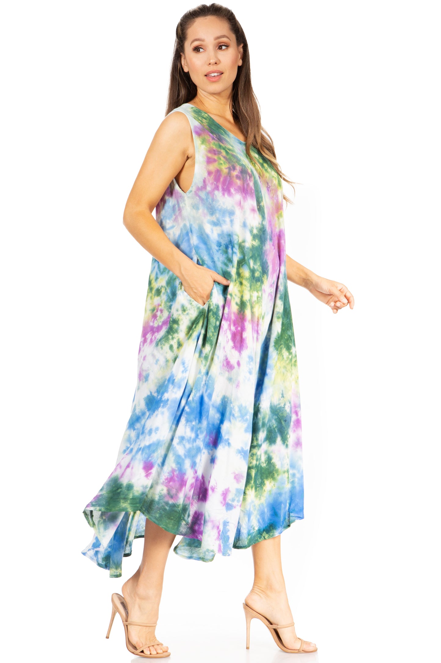 Sakkas Starlight Third Tie Dye Caftan Dress: Women's Beach Cover Up - Concordia Style Boutique