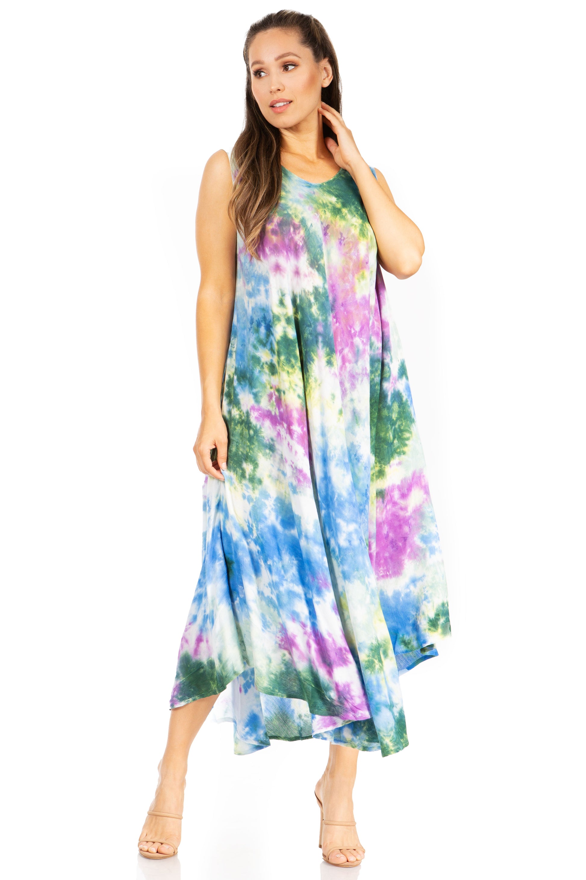 Sakkas Starlight Third Tie Dye Caftan Dress: Women's Beach Cover Up - Concordia Style Boutique