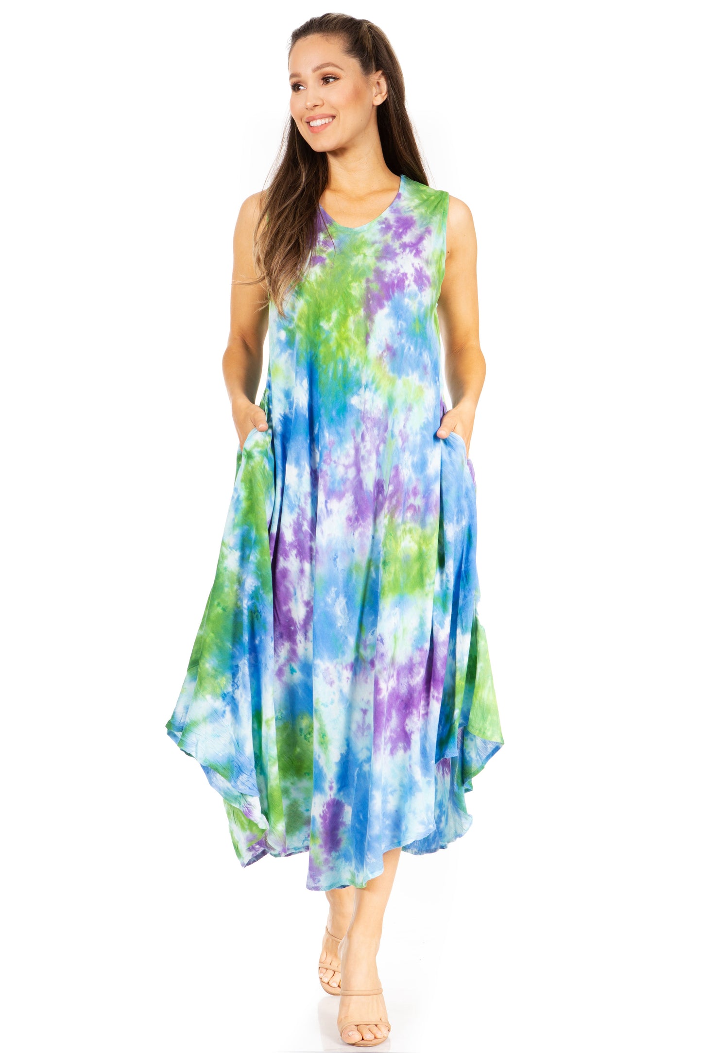 Sakkas Starlight Third Tie Dye Caftan Dress: Women's Beach Cover Up - Concordia Style Boutique