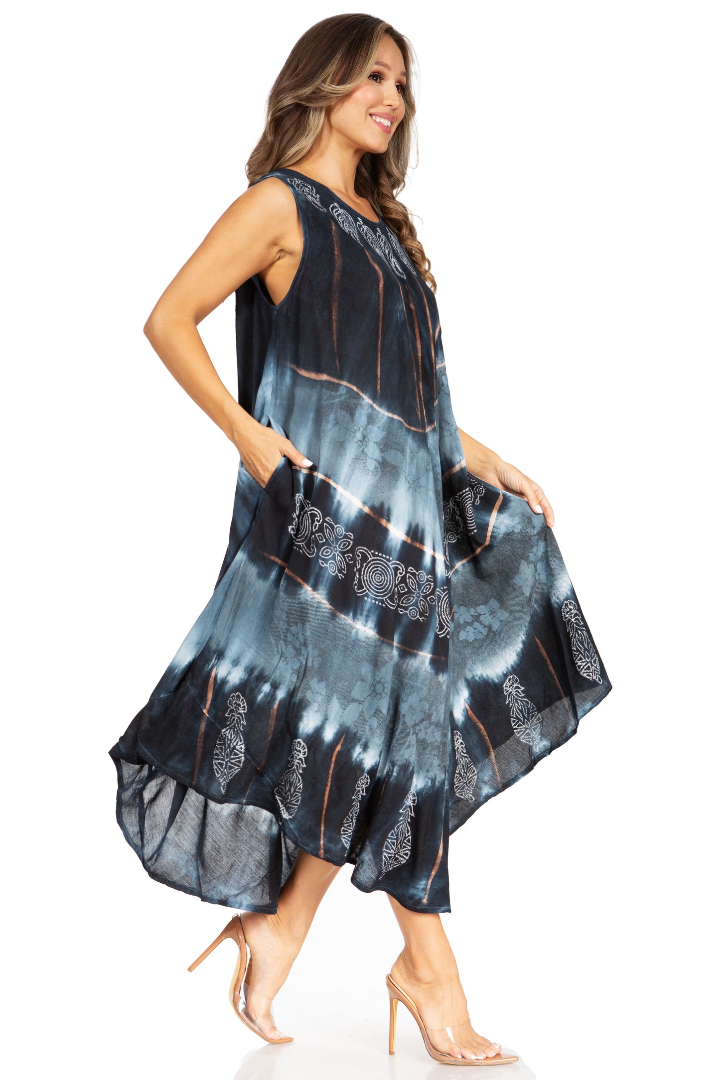 Sakkas Starlight Third Tie Dye Caftan Dress: Women's Beach Cover Up - Concordia Style Boutique