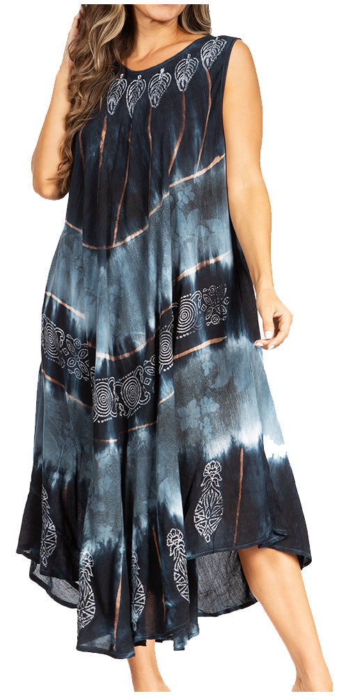 Sakkas Starlight Third Tie Dye Caftan Dress: Women's Beach Cover Up - Concordia Style Boutique