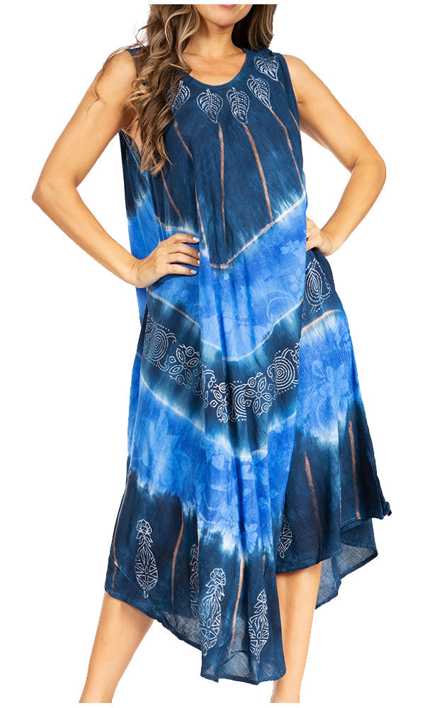 Sakkas Starlight Third Tie Dye Caftan Dress: Women's Beach Cover Up - Concordia Style Boutique