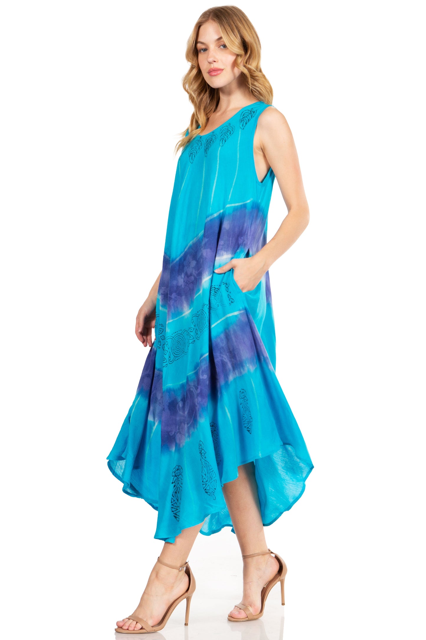 Sakkas Starlight Third Tie Dye Caftan Dress: Women's Beach Cover Up - Concordia Style Boutique