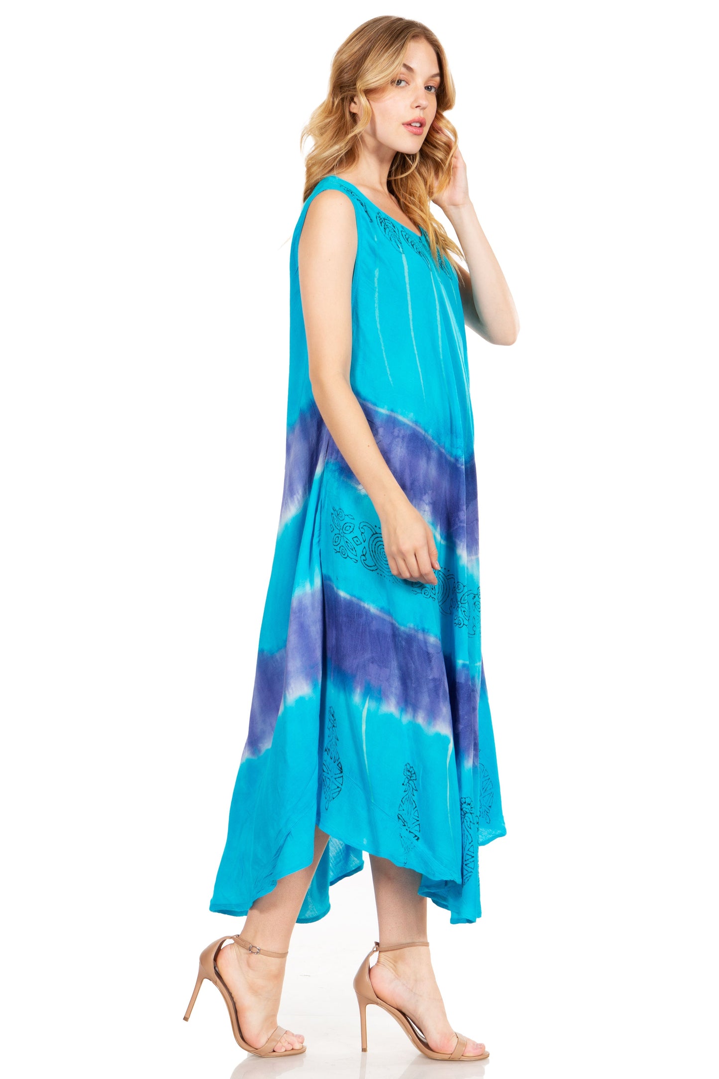 Sakkas Starlight Third Tie Dye Caftan Dress: Women's Beach Cover Up - Concordia Style Boutique