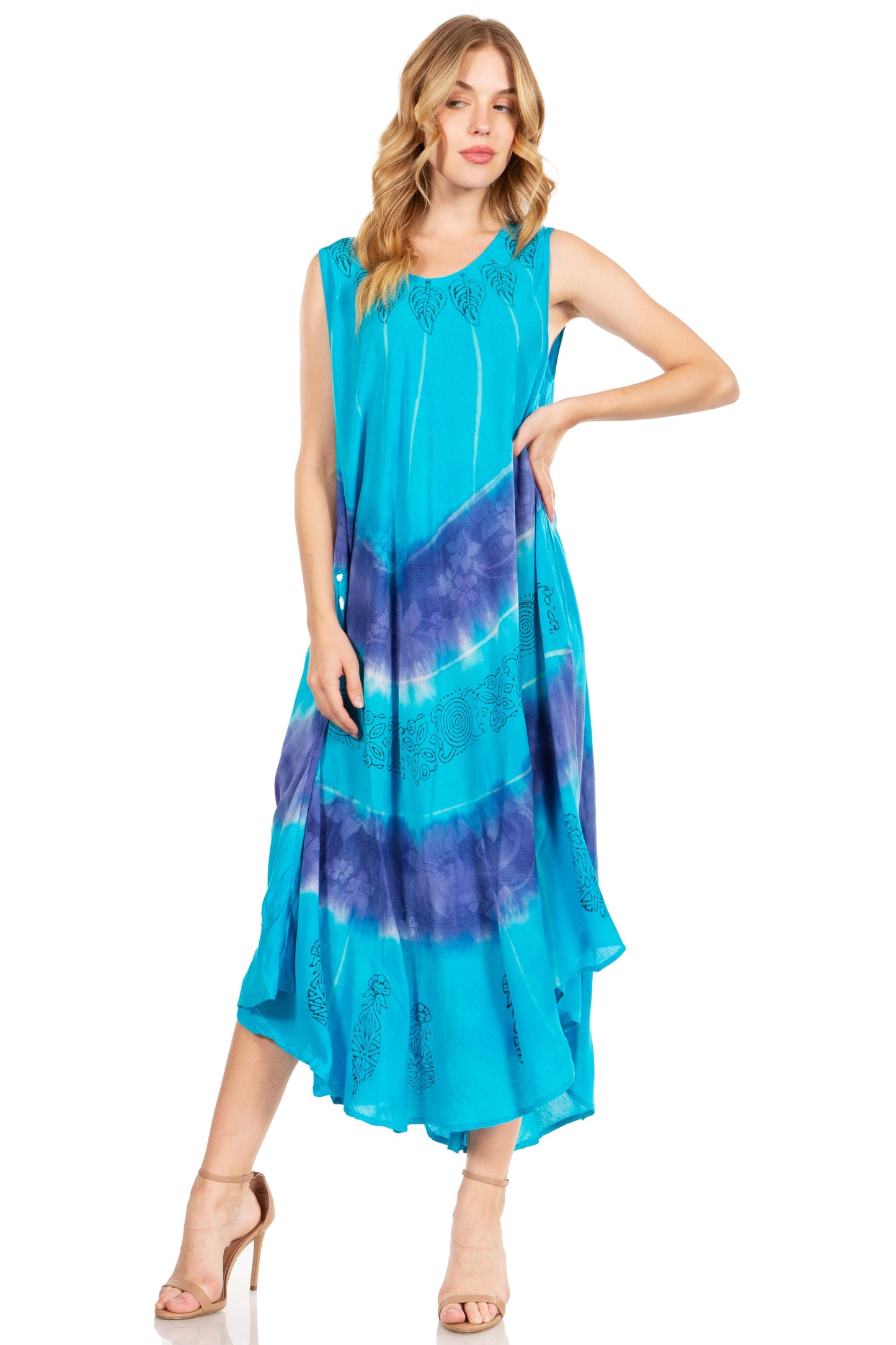 Sakkas Starlight Third Tie Dye Caftan Dress: Women's Beach Cover Up - Concordia Style Boutique