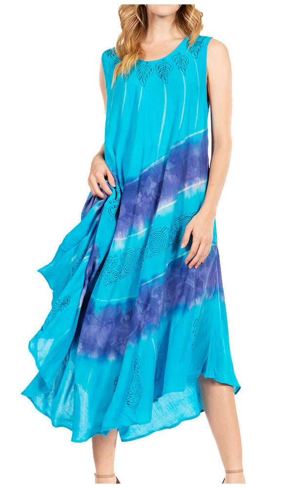 Sakkas Starlight Third Tie Dye Caftan Dress: Women's Beach Cover Up - Concordia Style Boutique