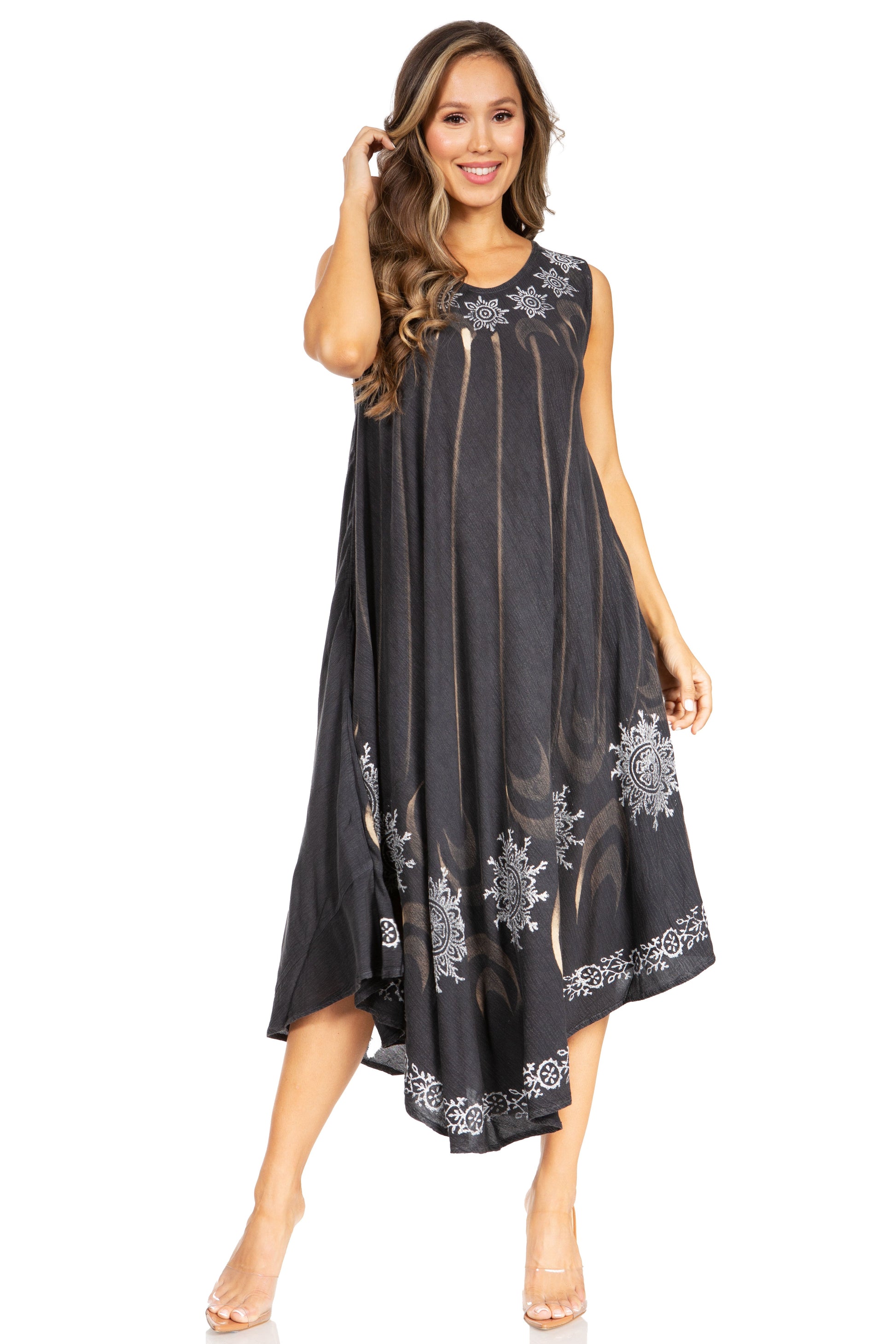 Sakkas Starlight Fourth Women's Tie Dye Caftan Tank Dress/Cover Up Beach Kaftan - Concordia Style Boutique