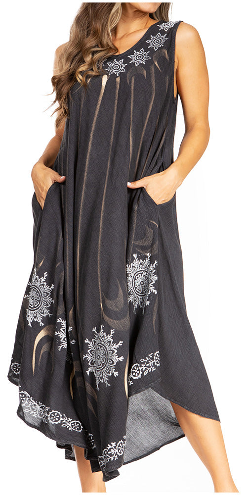 Sakkas Starlight Fourth Women's Tie Dye Caftan Tank Dress/Cover Up Beach Kaftan - Concordia Style Boutique