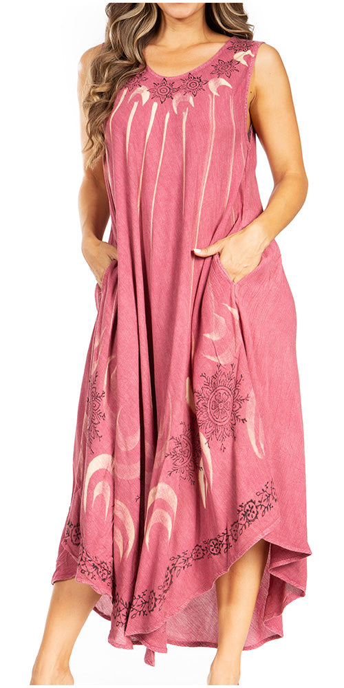 Sakkas Starlight Fourth Women's Tie Dye Caftan Tank Dress/Cover Up Beach Kaftan - Concordia Style Boutique