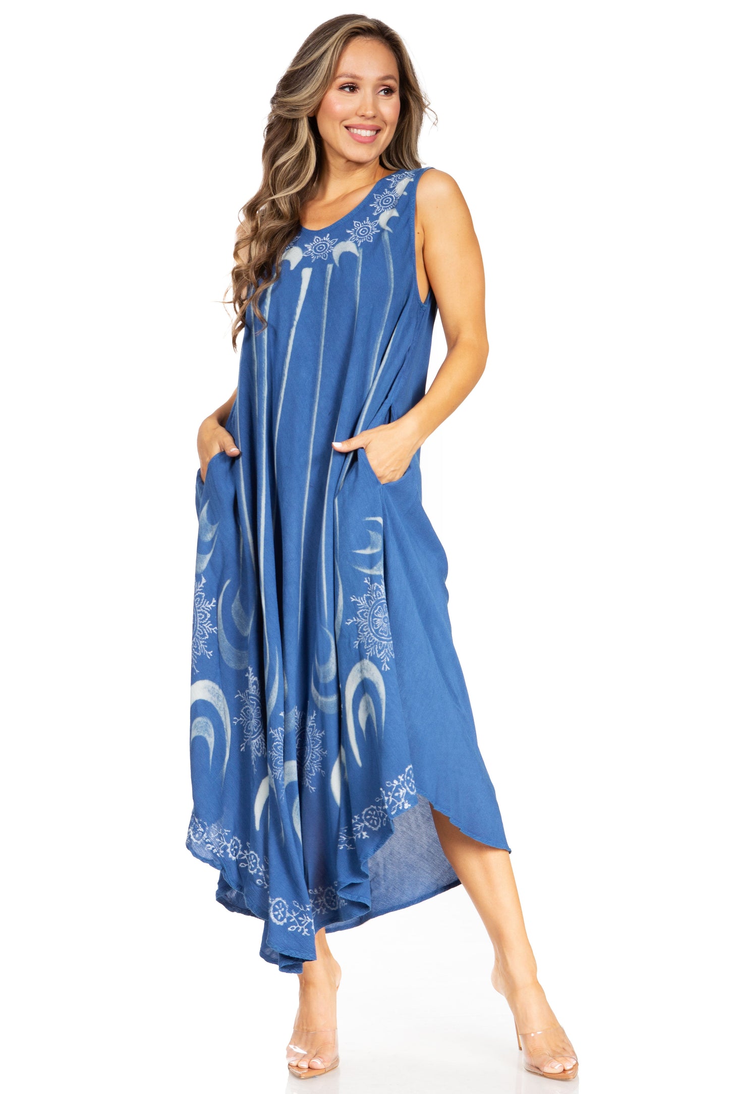 Sakkas Starlight Fourth Women's Tie Dye Caftan Tank Dress/Cover Up Beach Kaftan - Concordia Style Boutique
