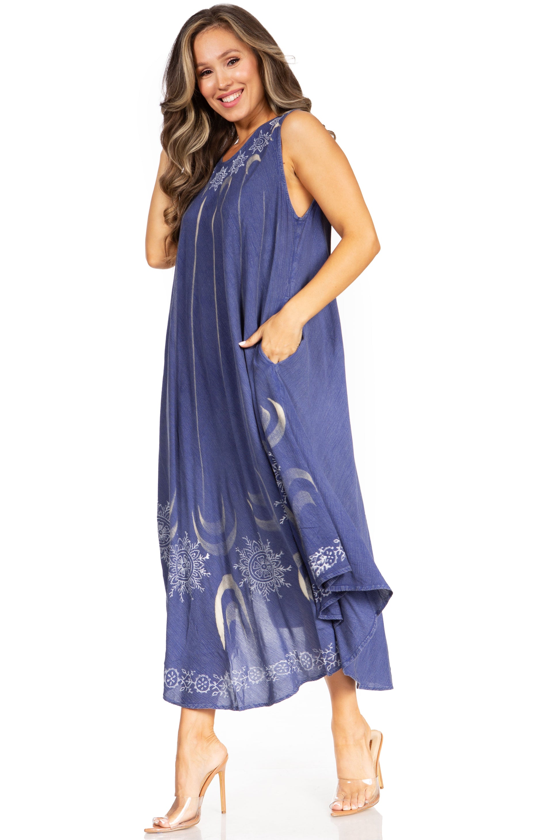 Sakkas Starlight Fourth Women's Tie Dye Caftan Tank Dress/Cover Up Beach Kaftan - Concordia Style Boutique