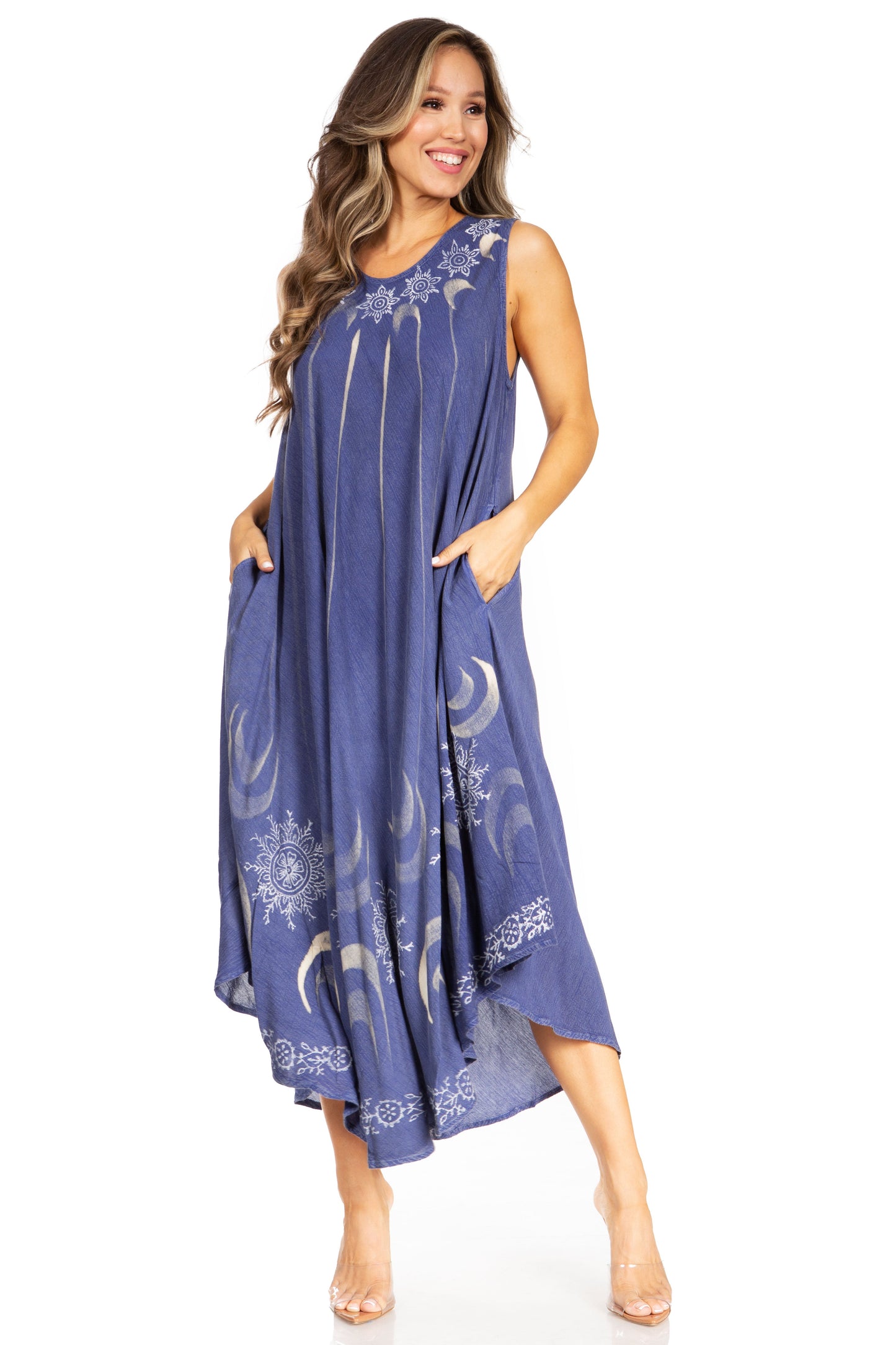 Sakkas Starlight Fourth Women's Tie Dye Caftan Tank Dress/Cover Up Beach Kaftan - Concordia Style Boutique