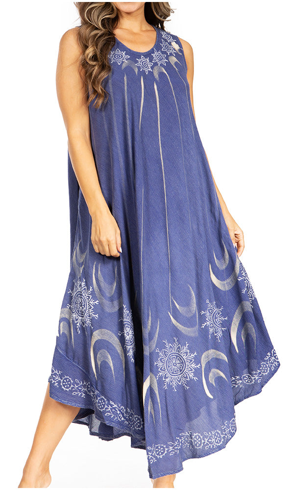 Sakkas Starlight Fourth Women's Tie Dye Caftan Tank Dress/Cover Up Beach Kaftan - Concordia Style Boutique