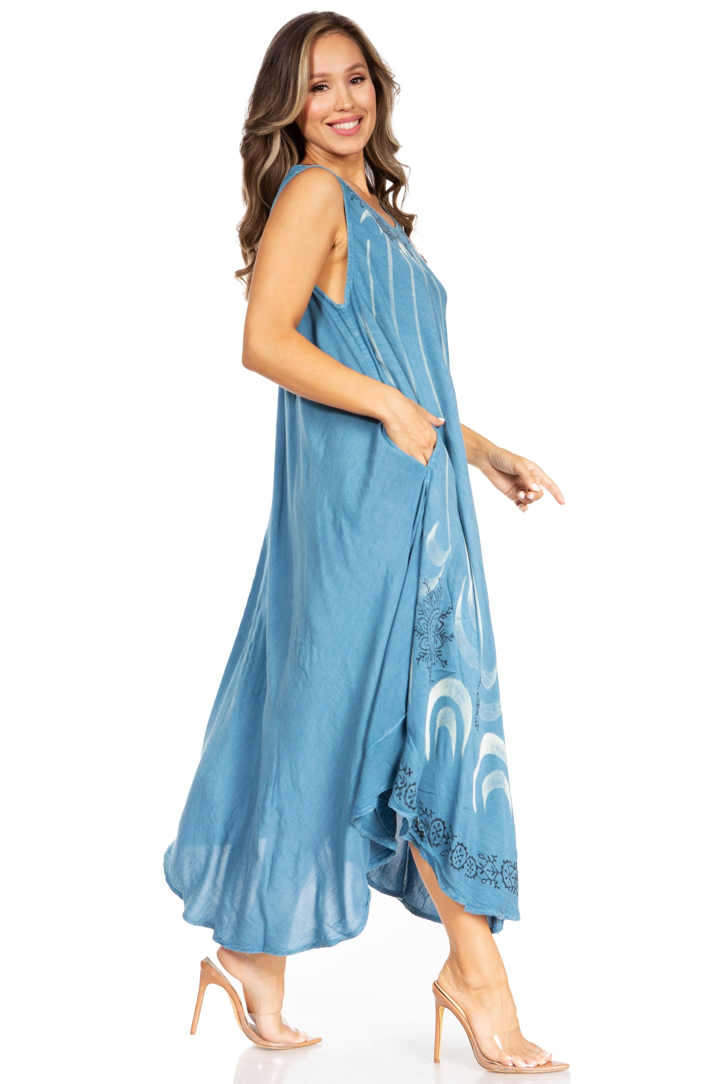 Sakkas Starlight Fourth Women's Tie Dye Caftan Tank Dress/Cover Up Beach Kaftan - Concordia Style Boutique