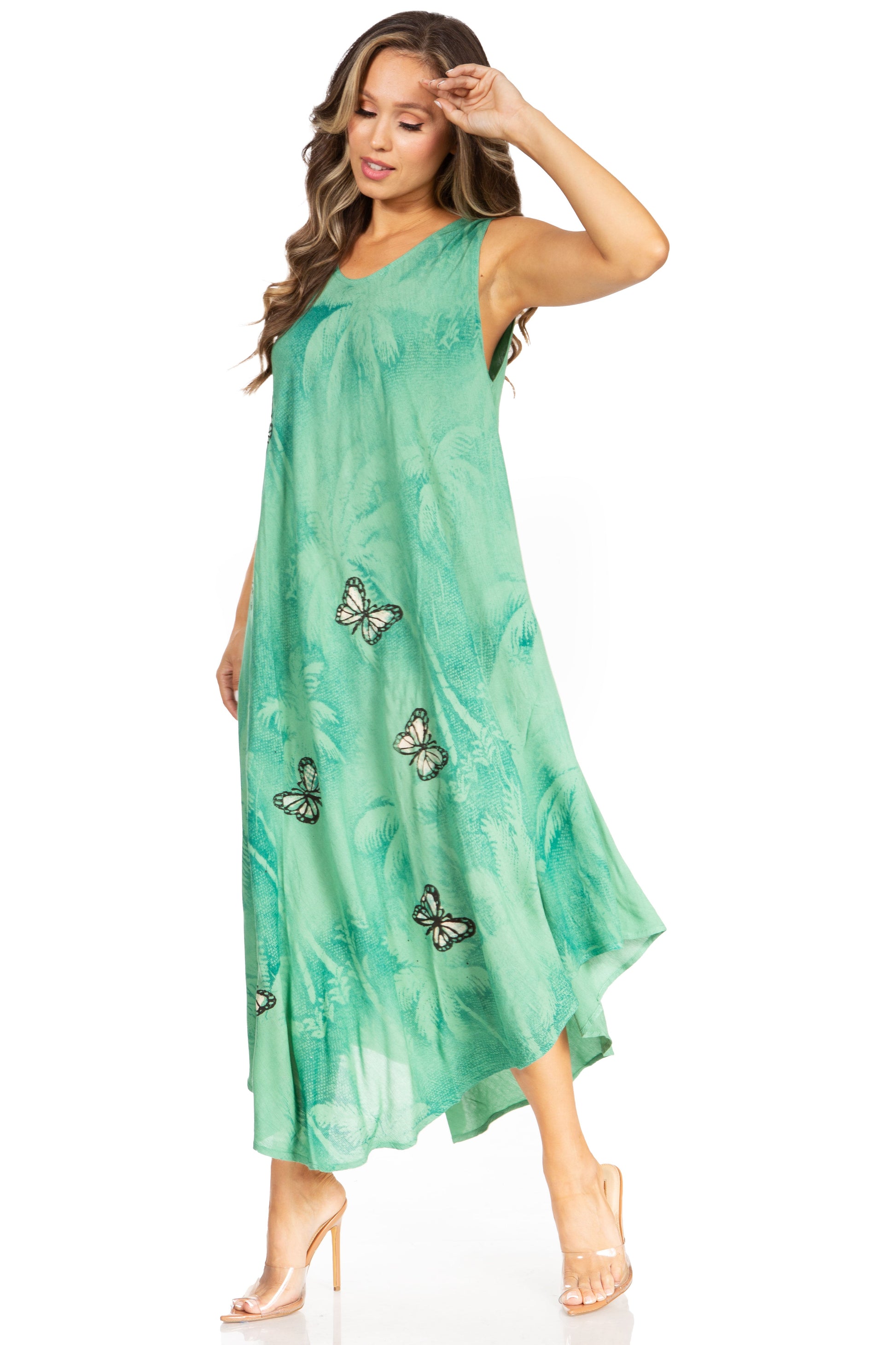Sakkas Starlight Fourth Women's Tie Dye Caftan Tank Dress/Cover Up Beach Kaftan - Concordia Style Boutique