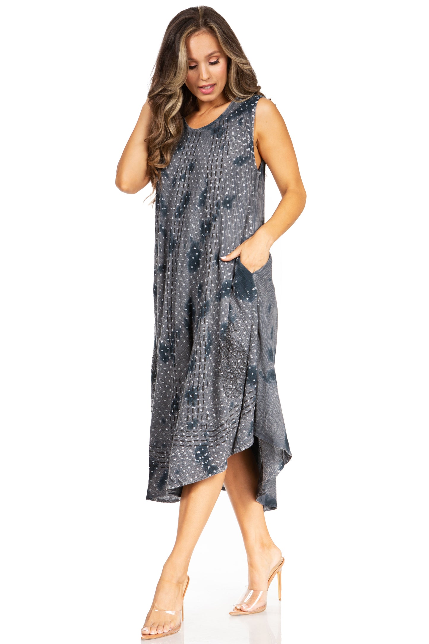 Sakkas Starlight Fourth Women's Tie Dye Caftan Tank Dress/Cover Up Beach Kaftan - Concordia Style Boutique