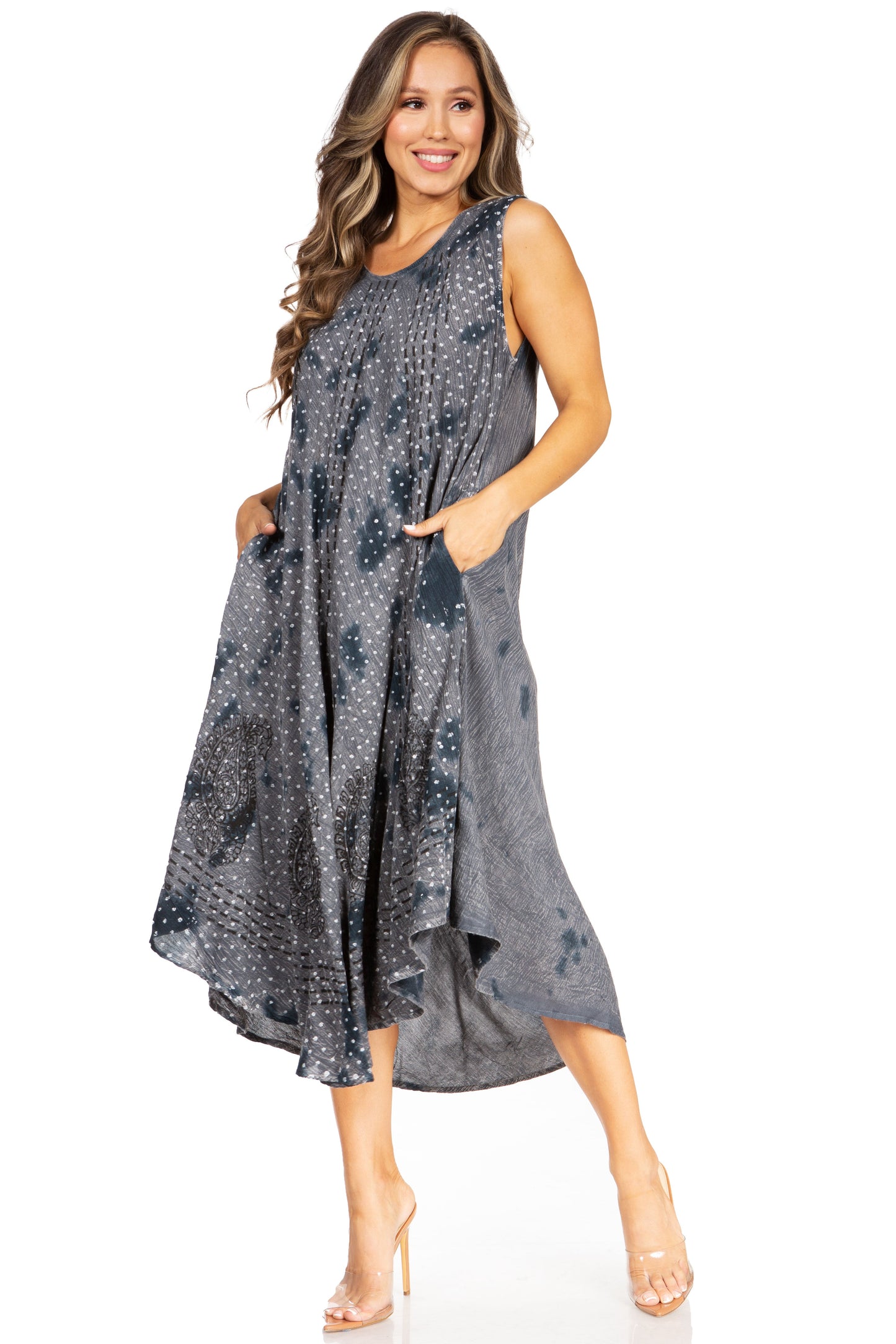 Sakkas Starlight Fourth Women's Tie Dye Caftan Tank Dress/Cover Up Beach Kaftan - Concordia Style Boutique