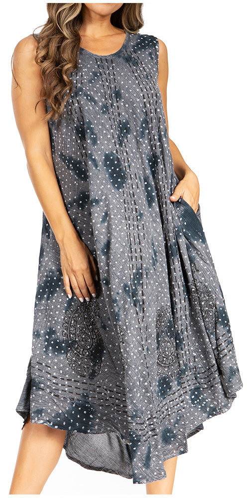 Sakkas Starlight Fourth Women's Tie Dye Caftan Tank Dress/Cover Up Beach Kaftan - Concordia Style Boutique